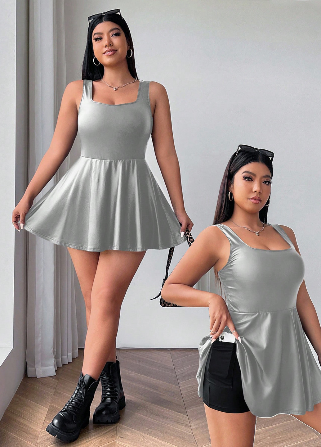 Комбинезон SHEIN комбинезон-шорты колор блок серебряный кэжуал полиэстер