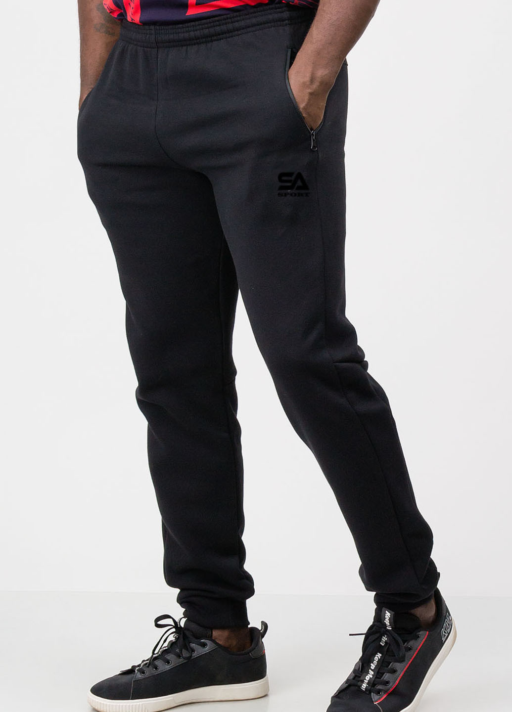 Черные спортивные демисезонные джоггеры брюки SA-sport