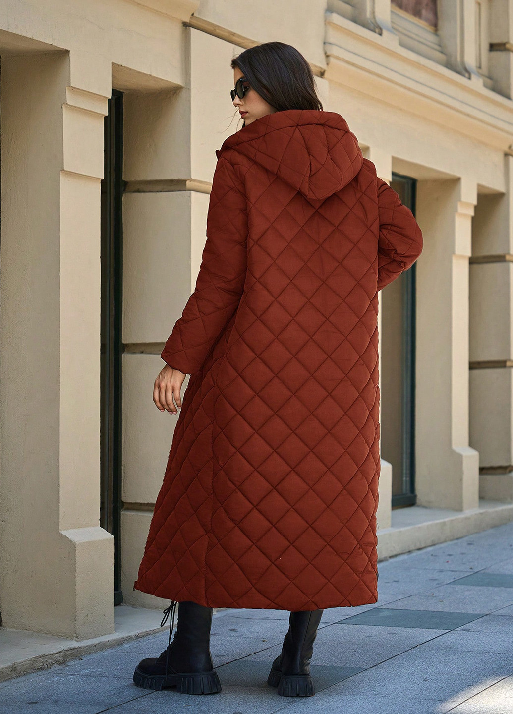 Темно-вишневая зимняя куртка куртка-пальто SHEIN