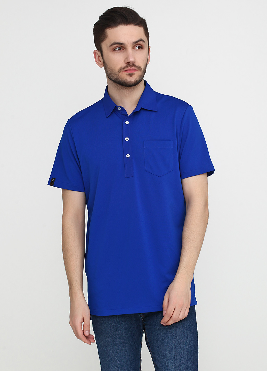 Синяя футболка-поло для мужчин Ralph Lauren однотонная