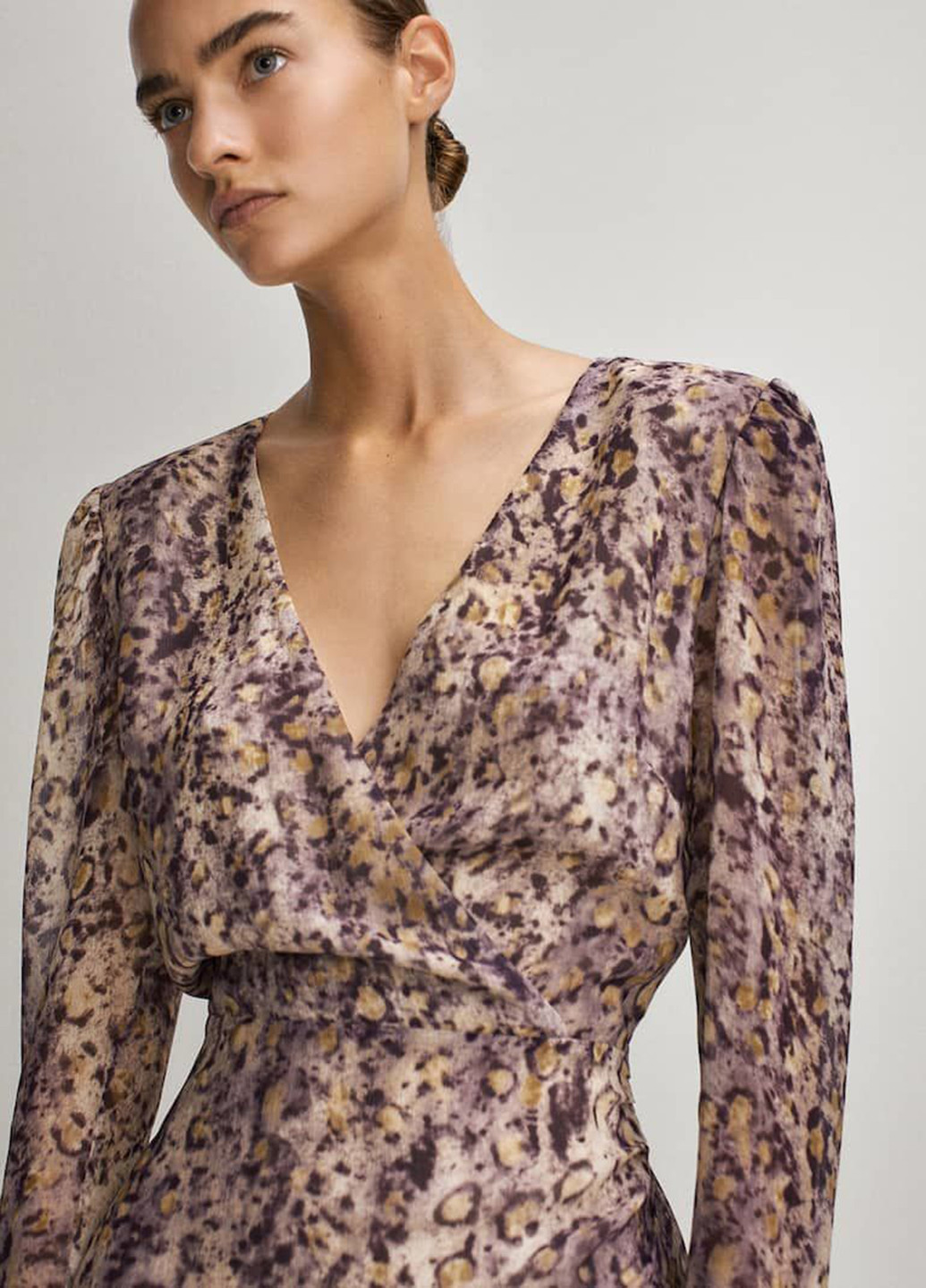 Лавандовое кэжуал платье Massimo Dutti леопардовый