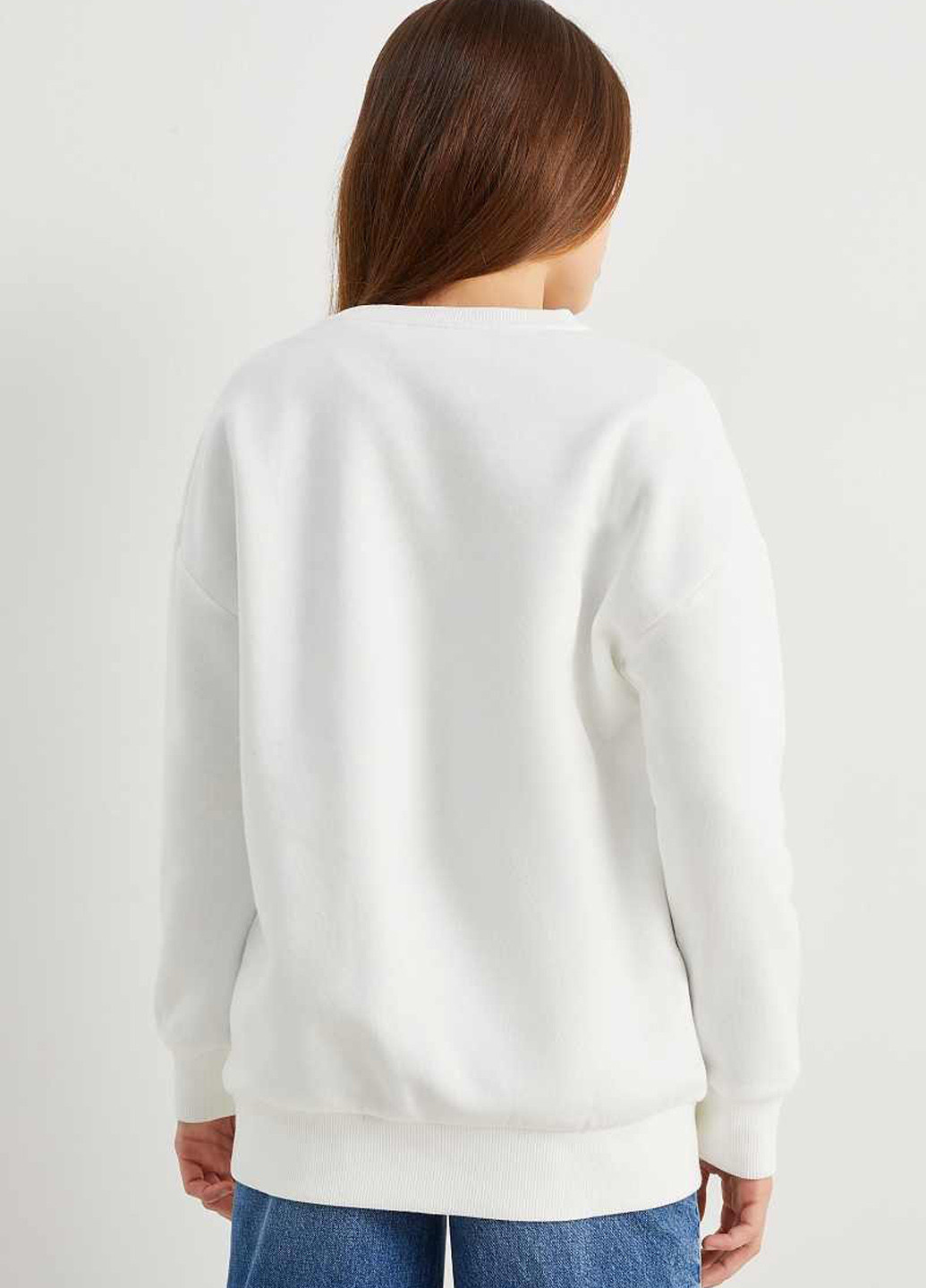 C&A світшот напис білий кежуал бавовна, тринитка з начосом