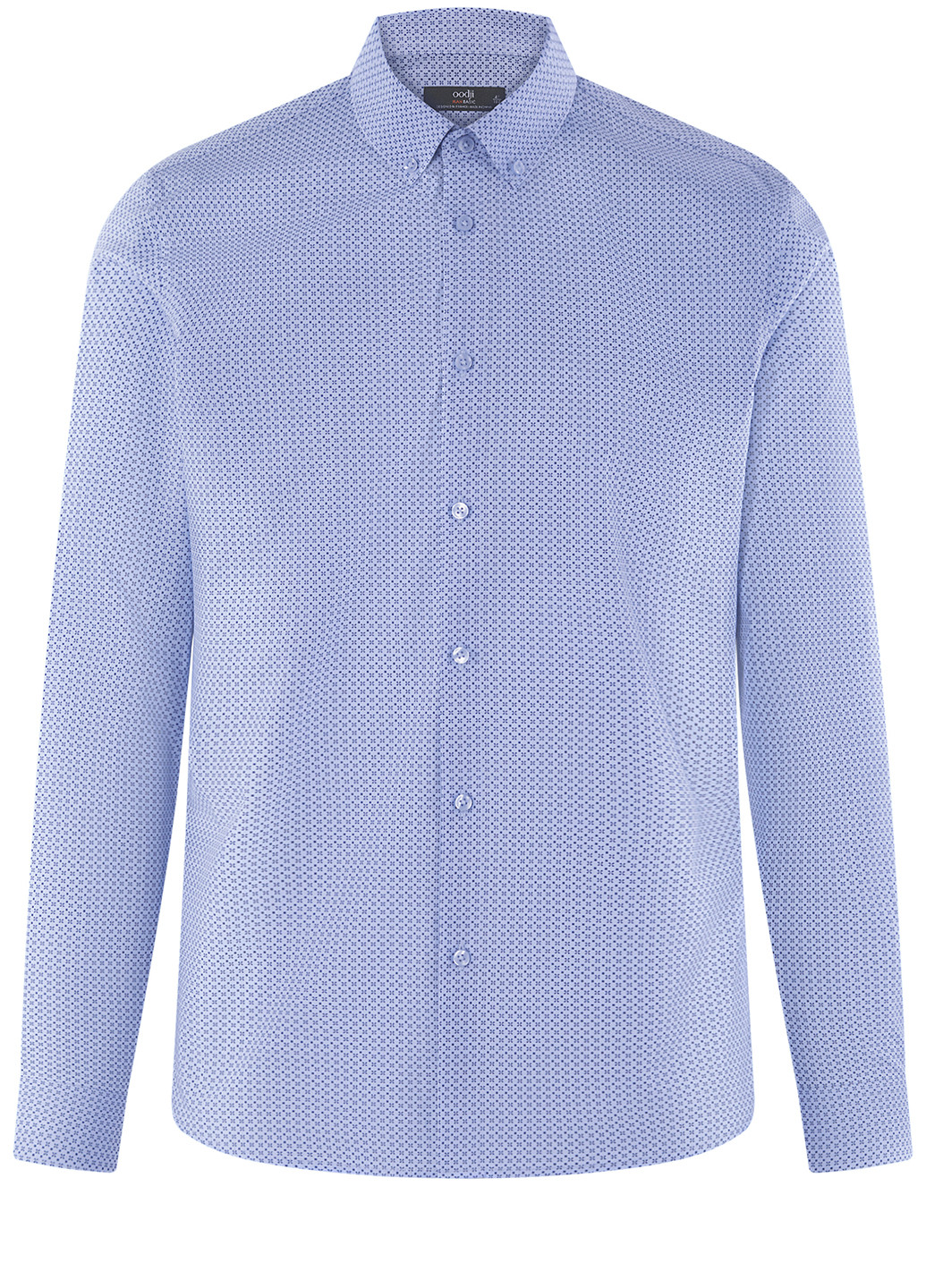 Синяя классическая рубашка с геометрическим узором Oodji