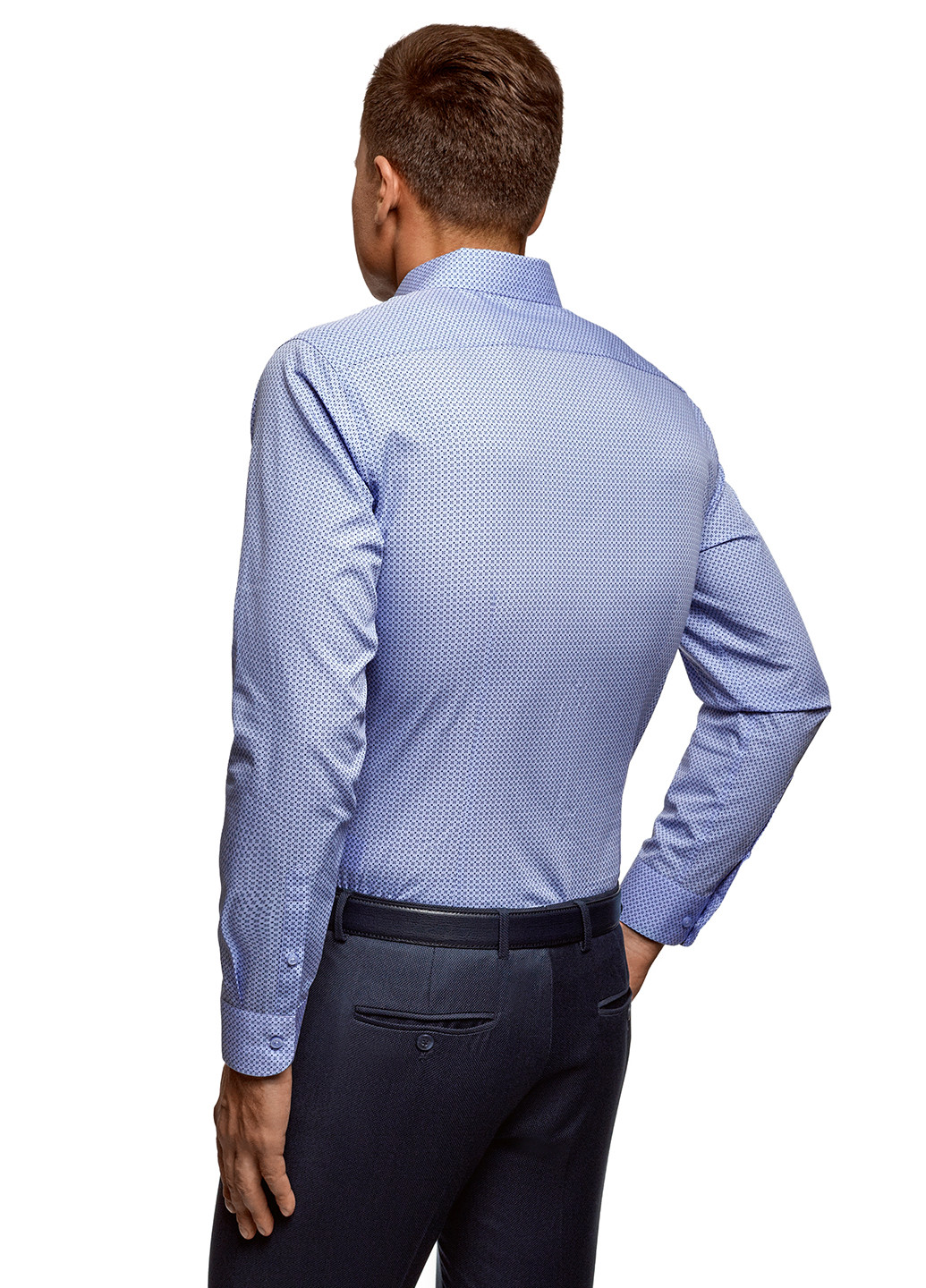 Синяя классическая рубашка с геометрическим узором Oodji