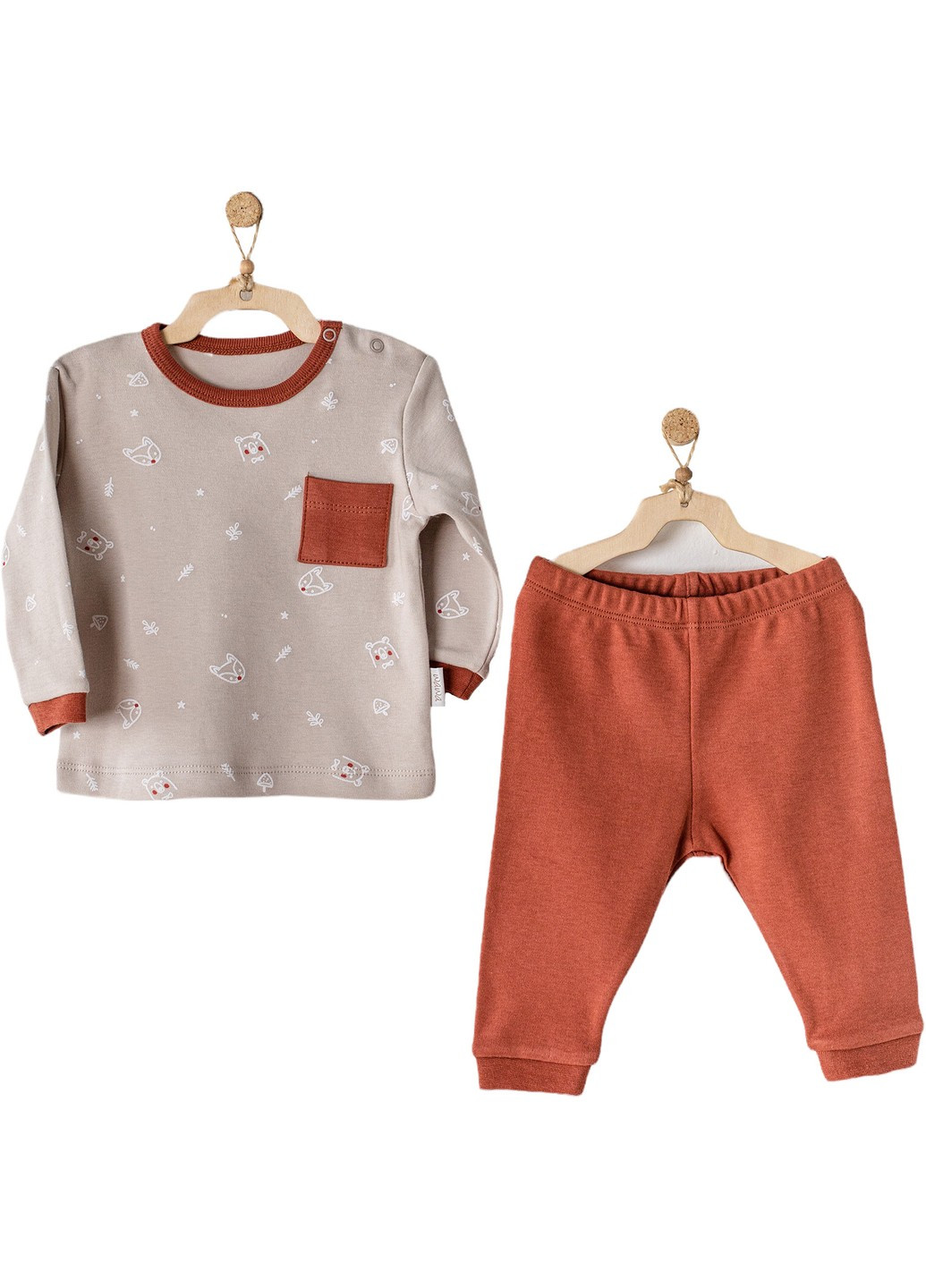Коричневый демисезонный комплект кофта+штаны, серия newborn baby andywawa