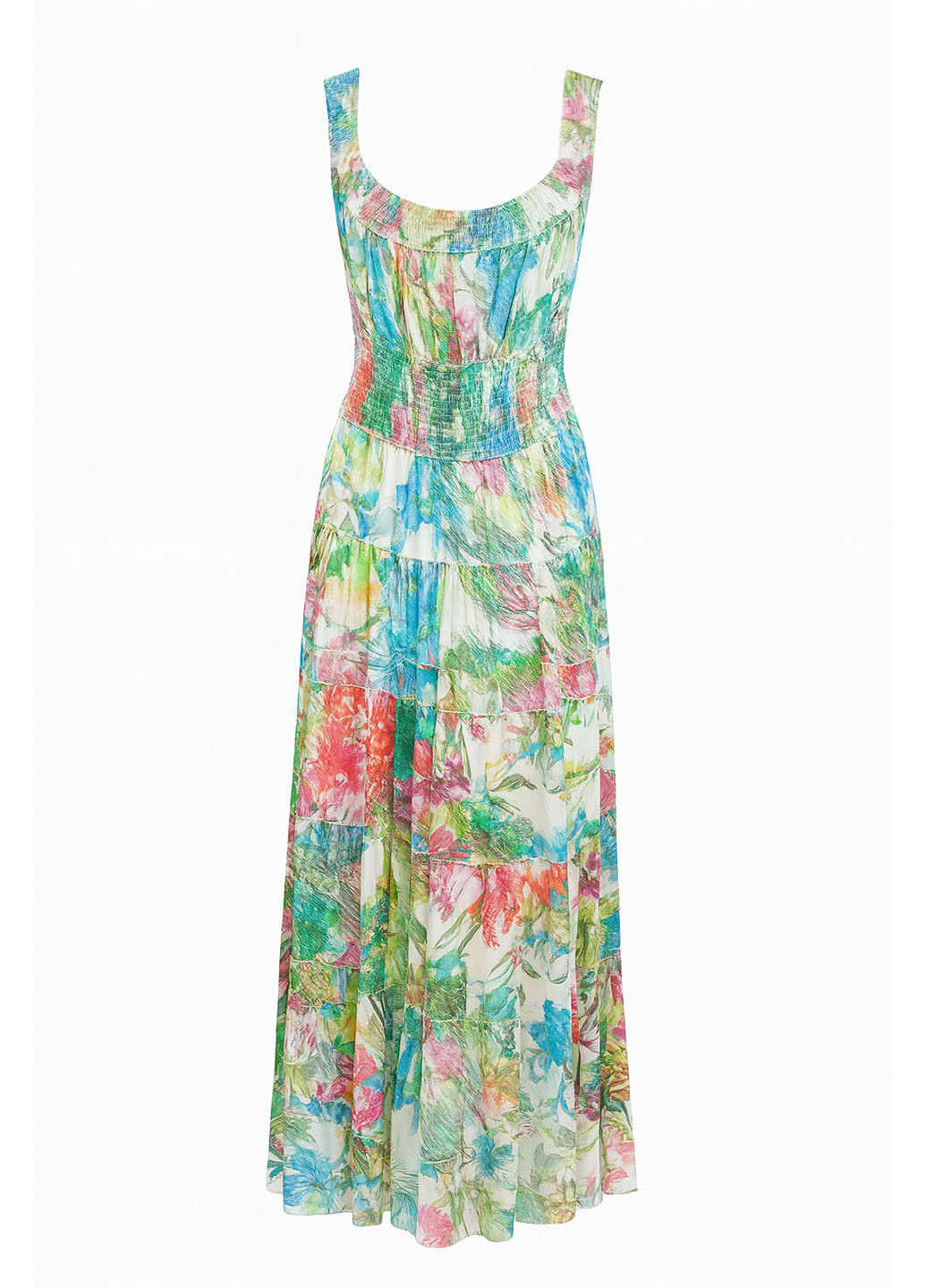 Комбинированное кэжуал платье клеш, с открытой спиной Sassofono с цветочным принтом