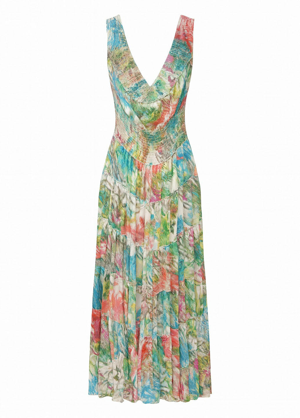 Комбинированное кэжуал платье клеш, с открытой спиной Sassofono с цветочным принтом