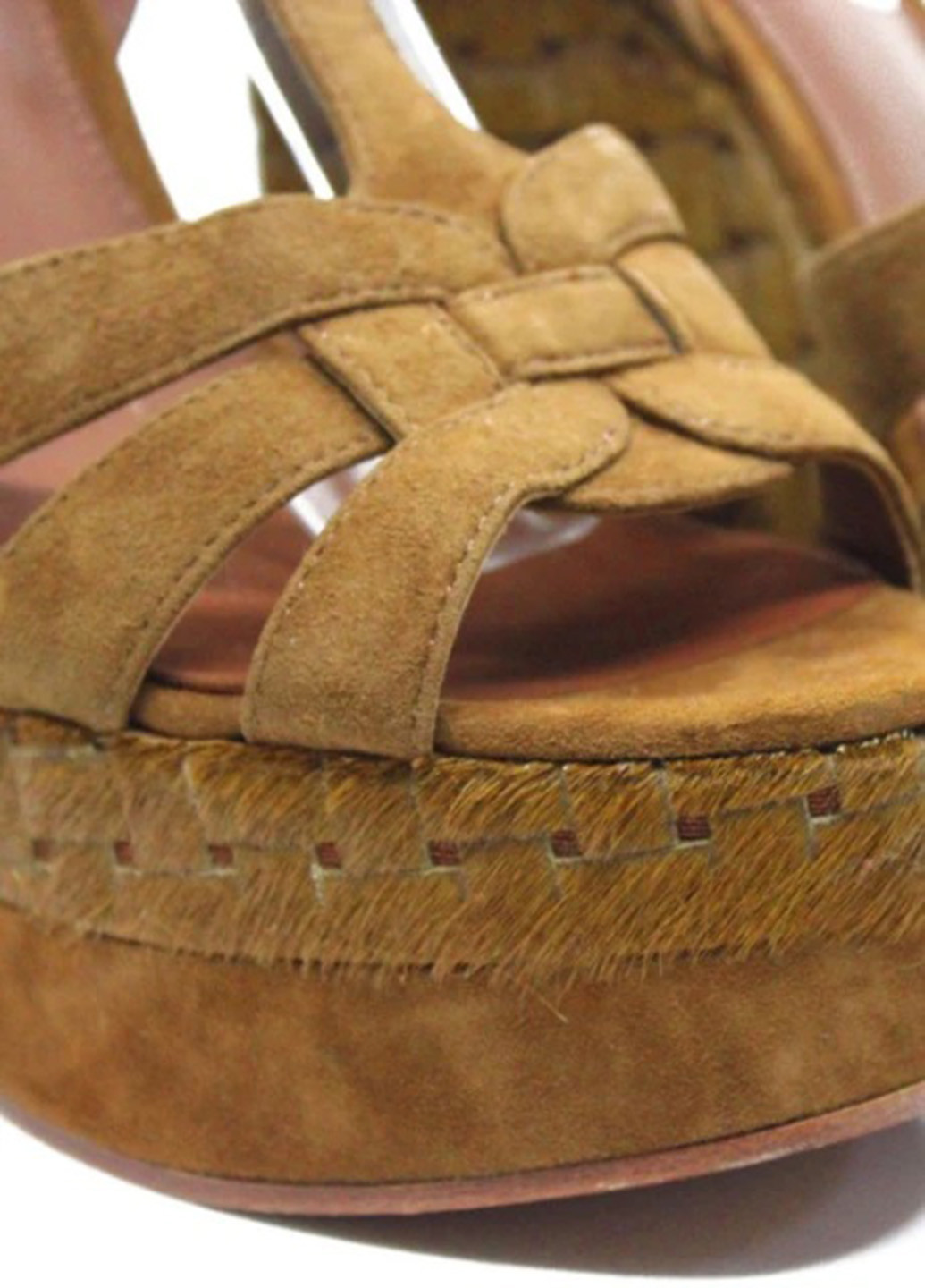 Коричневые босоножки Ralph Lauren с ремешком плетение