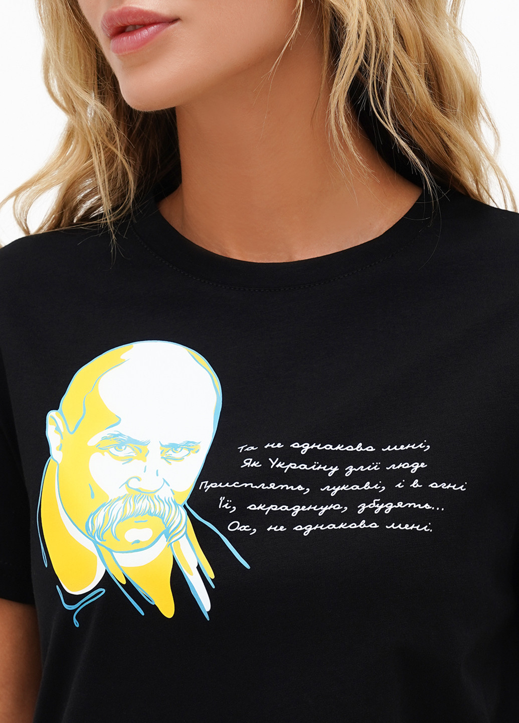 Чорна літня жіноча футболка з принтом "шевченко" KASTA design