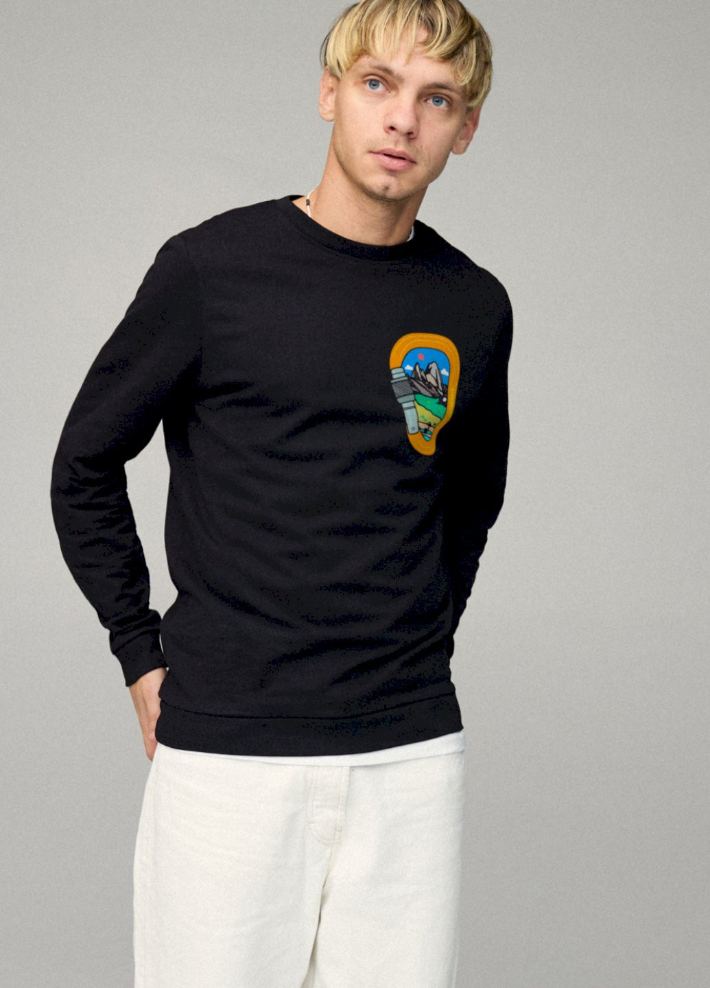 Чорний свитшот мужской basic /no flis/ YAPPI малюнок (254557674)