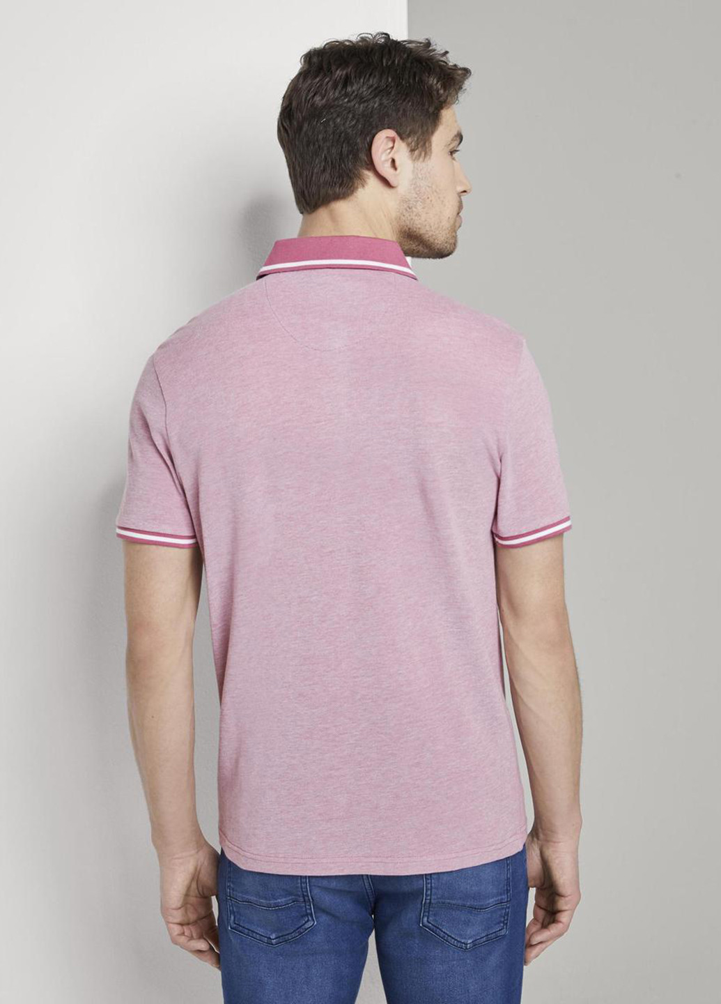 Розовая футболка-поло для мужчин Tom Tailor меланжевая