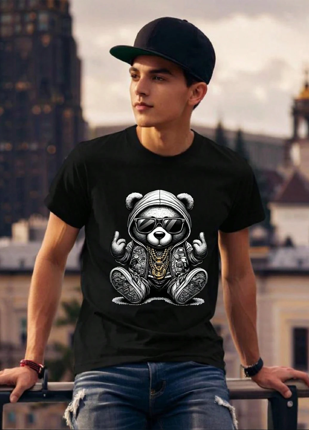 Чорна літня футболка SHEIN