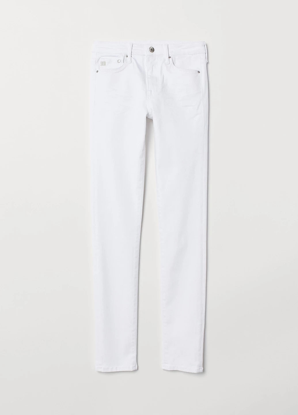 Белые демисезонные слим, зауженные джинсы H&M