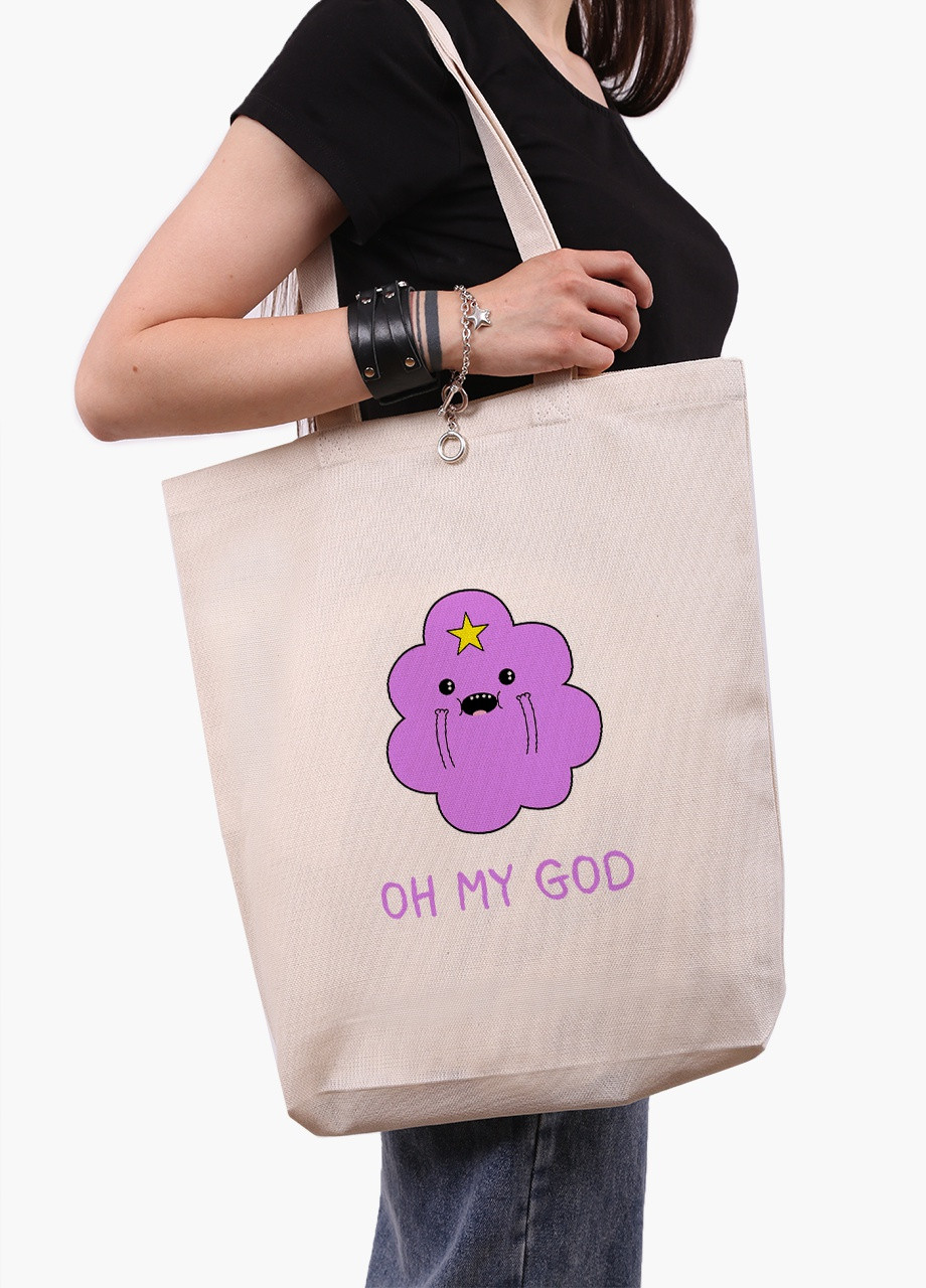 Эко сумка шоппер белая Принцесса бубльгум Время Приключений (Adventure Time) (9227-1575-WTD) экосумка шопер 41*39*8 см MobiPrint (216642046)