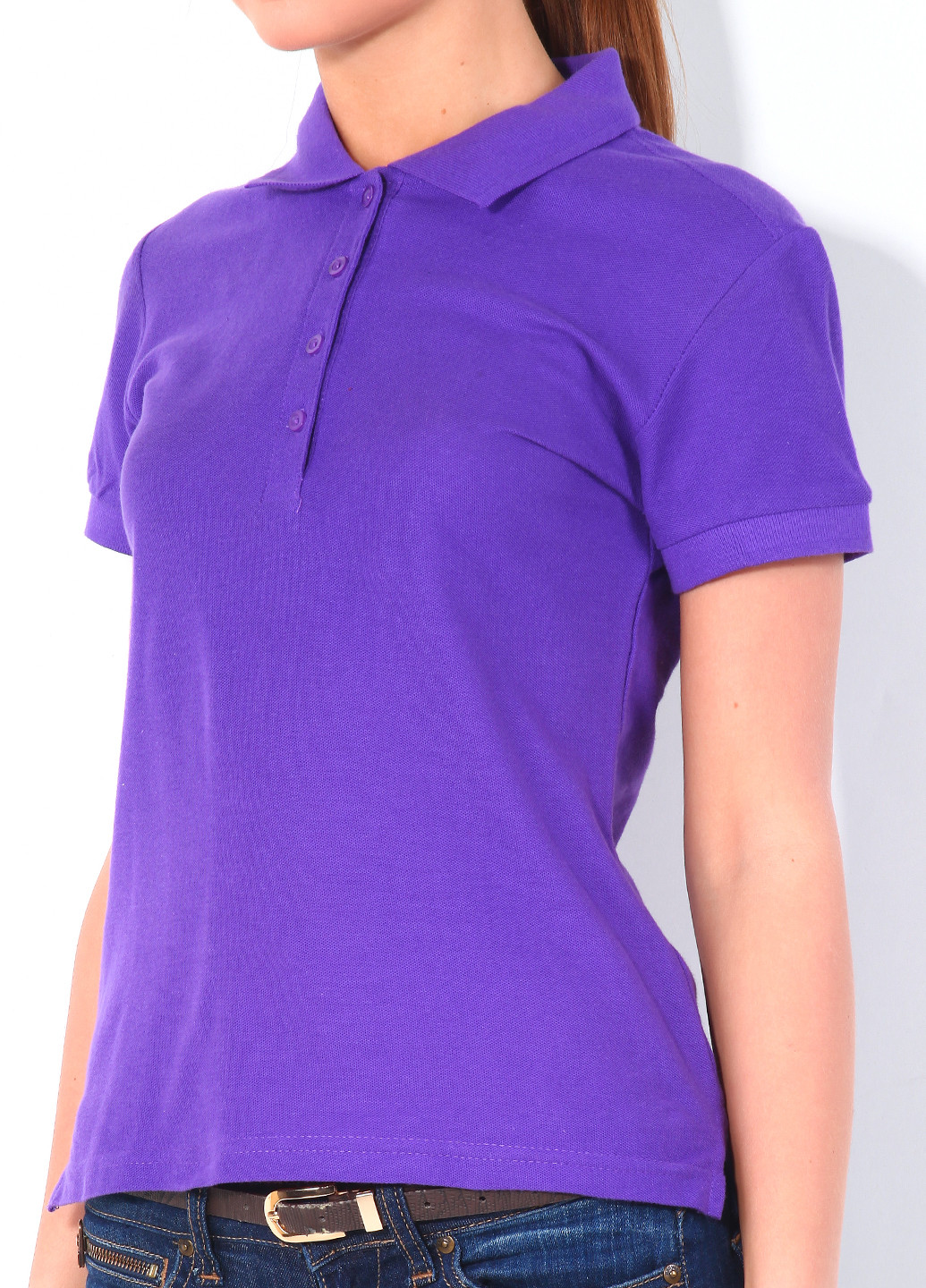 Фиолетовая женская футболка-поло Sol's однотонная