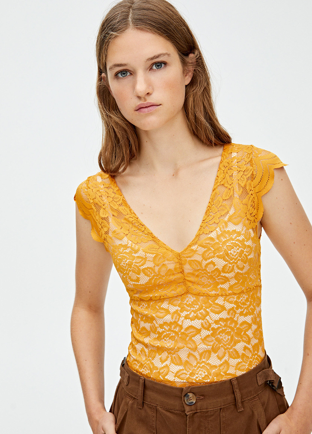 Оранжевая летняя блуза Pull & Bear