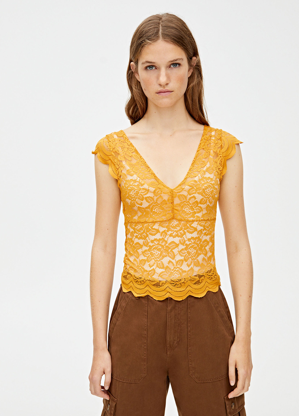 Оранжевая летняя блуза Pull & Bear