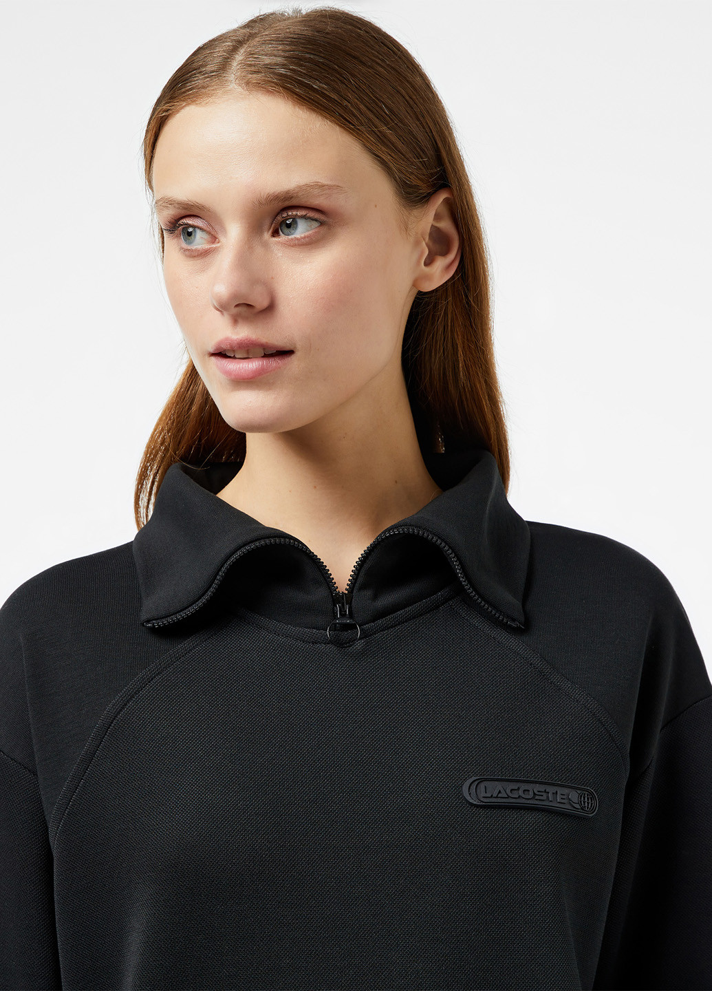 Чорний світшот Lacoste однотонний нашивки (329694370)