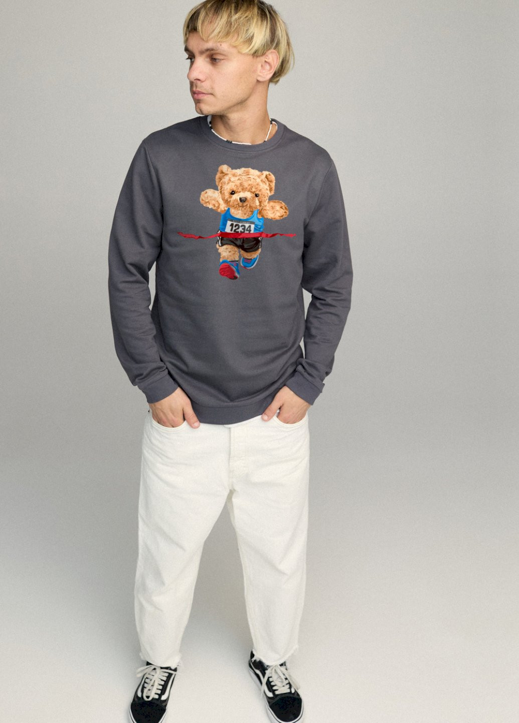 Темно-серый свитшот мужской basic /no flis/ YAPPI (252259095)