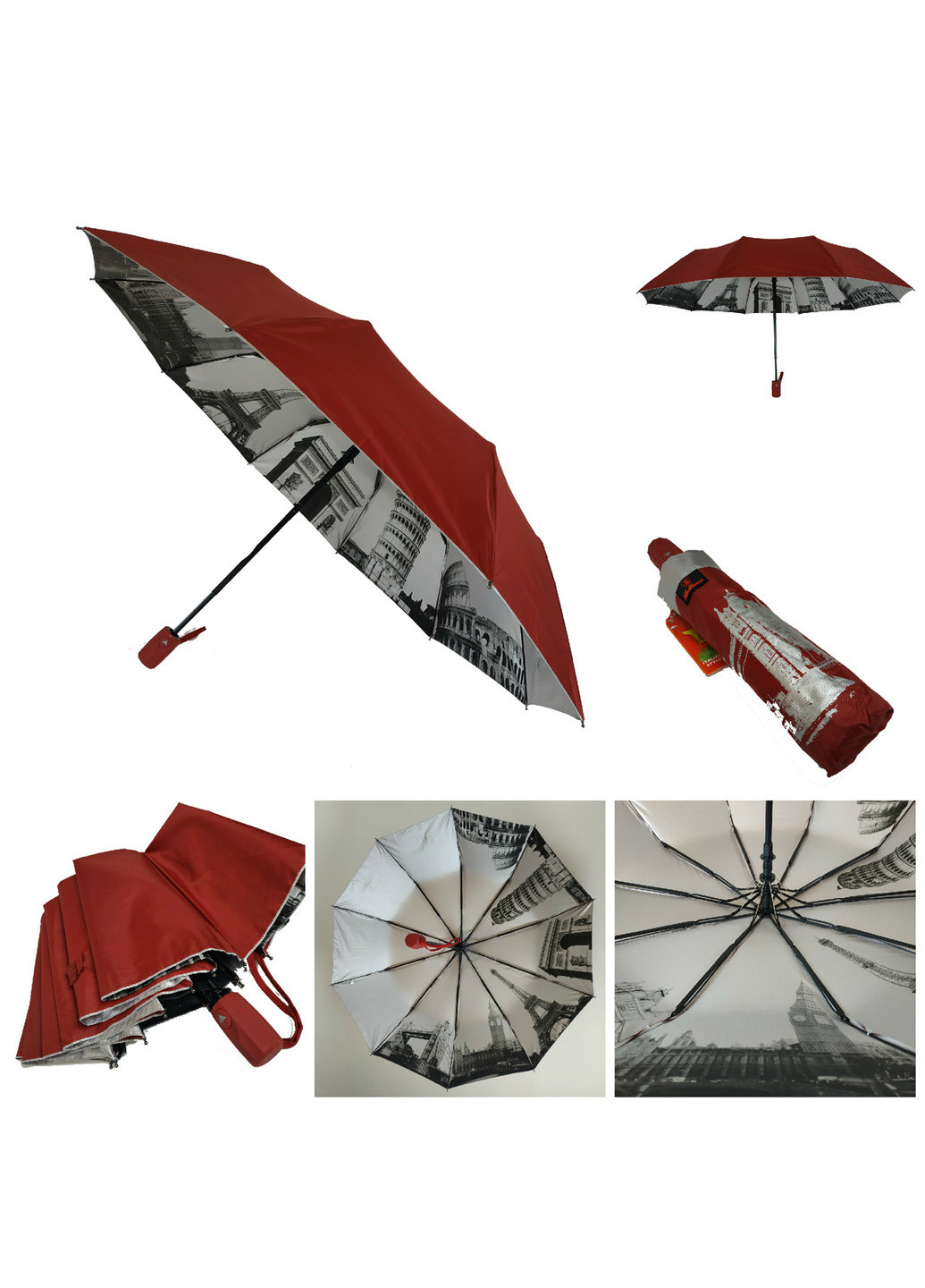 Бордовый женский зонт полуавтомат 102 см Bellissimo (193351282)