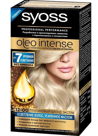 Фарба для волосся Oleo Intense 12-00 Платиновий блонд екстра Syoss (213164274)