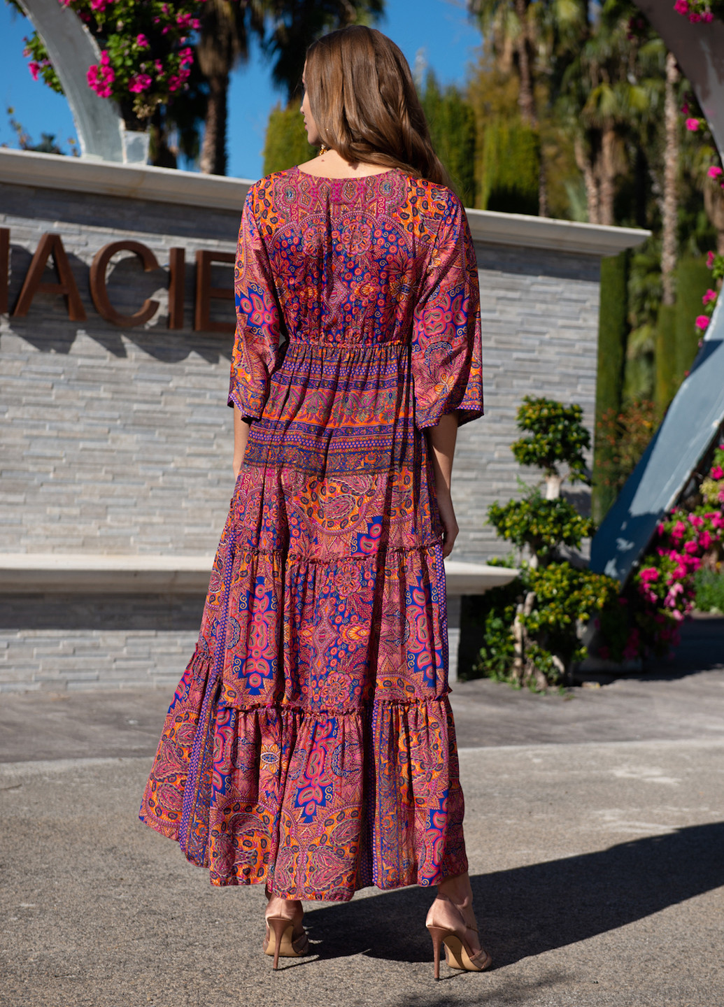 Фиолетовое пляжное платье клеш Fresh cotton турецкие огурцы