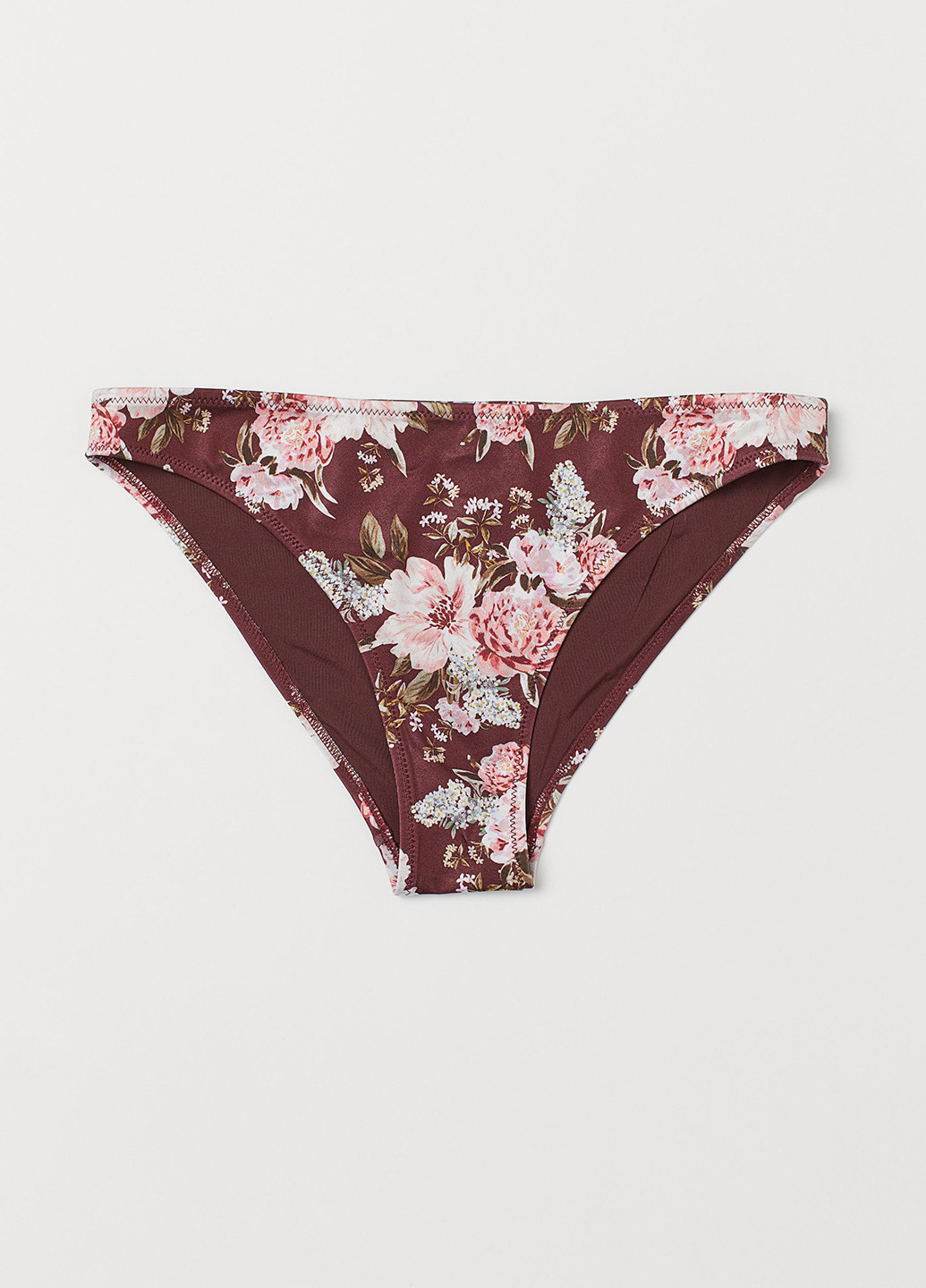 Бордовые купальные трусики с цветочным принтом H&M