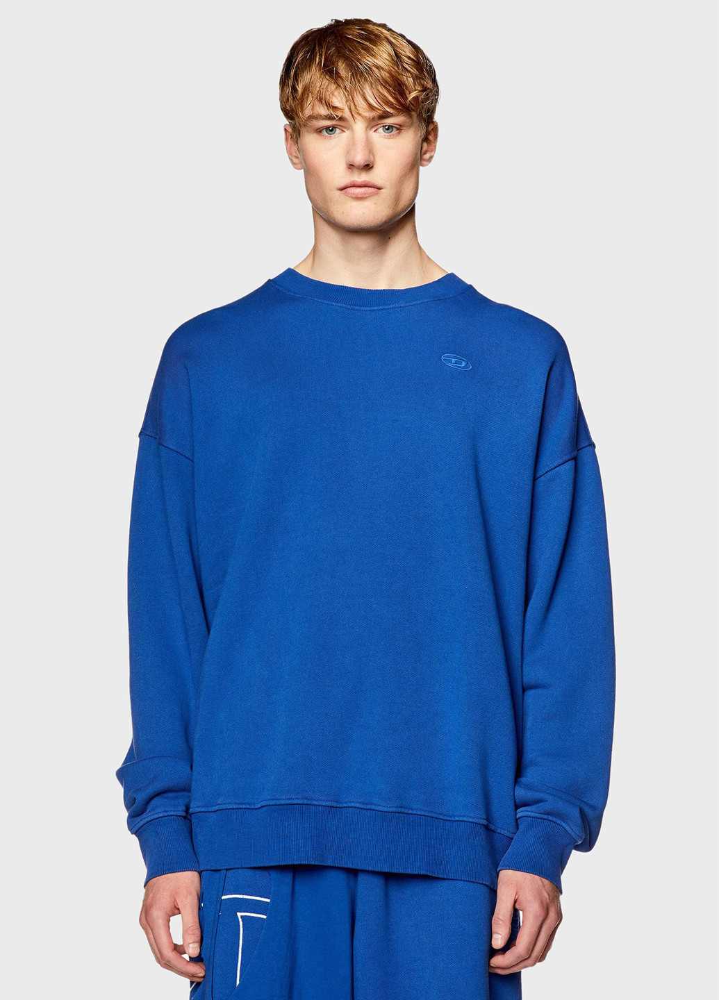 Синий свитшот Diesel однотонный вышивка (344509309)