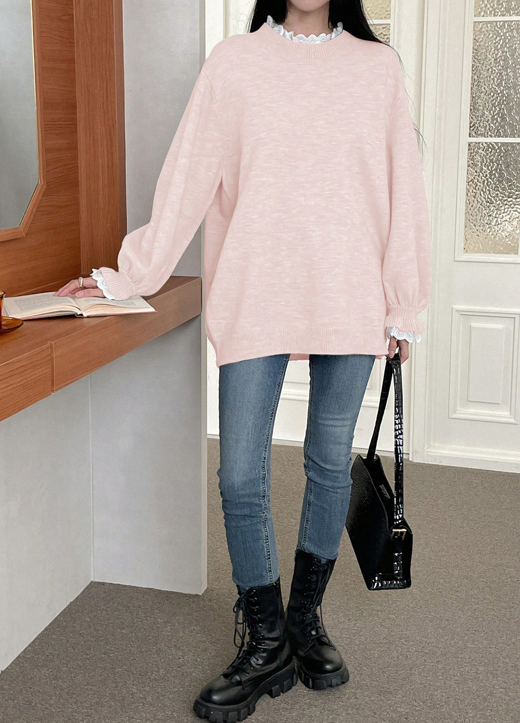 Блідо-рожевий демісезонний джемпер джемпер SHEIN