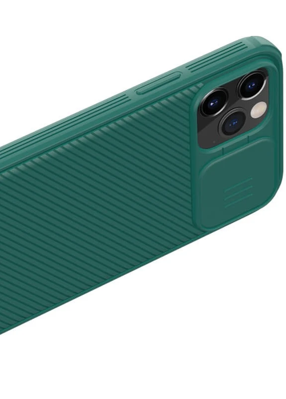 Карбоновая накладка Camshield (шторка на камеру) для Apple iPhone 12 Pro / 12 (6.1') Зеленый / Dark Green Nillkin (229727992)