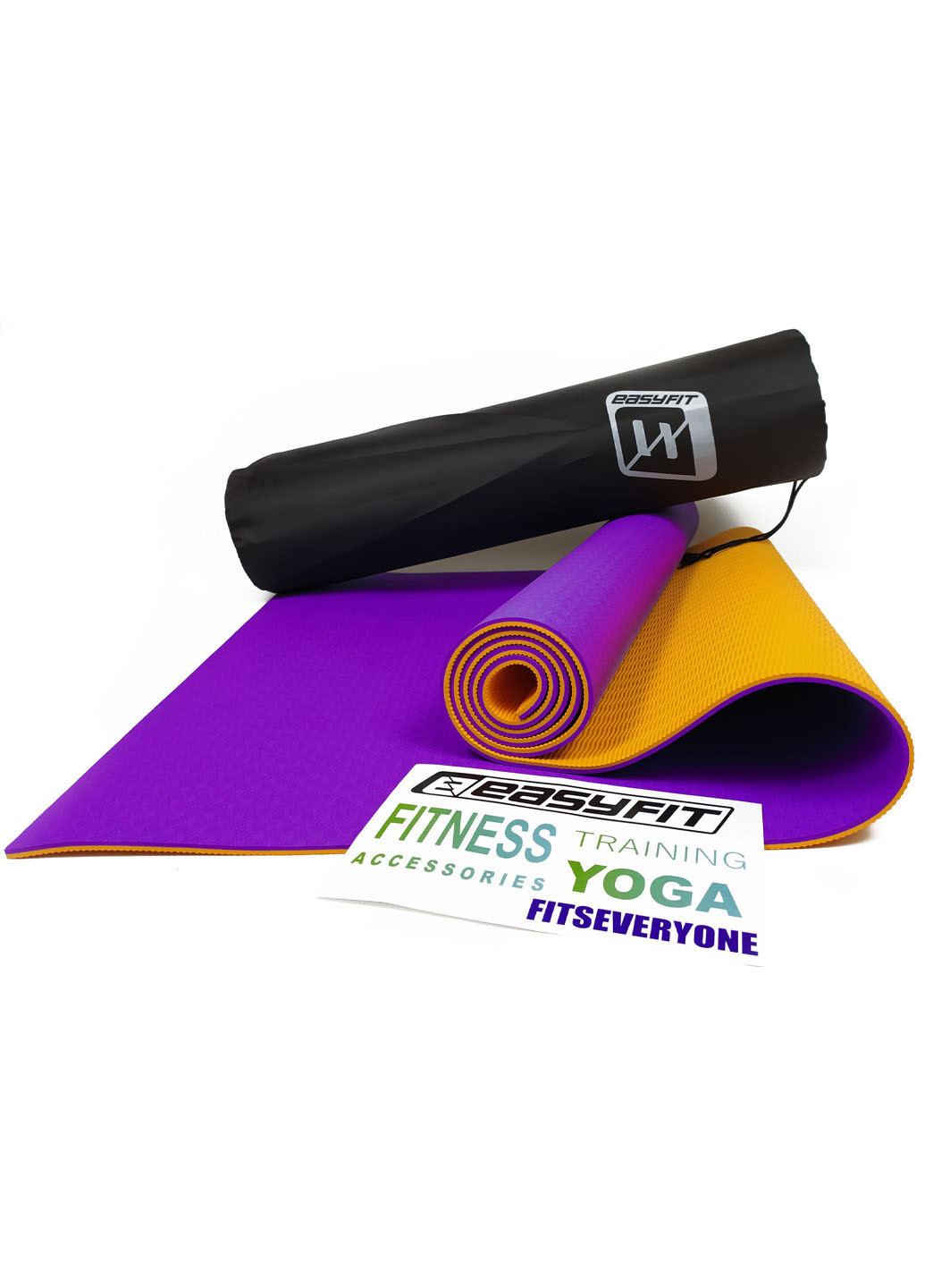 Коврик для йоги TPE+TC ECO-Friendly 6 мм фиолетовый с оранжевым (мат-каремат спортивный, йогамат для фитнеса, пилатеса) EasyFit (237596256)