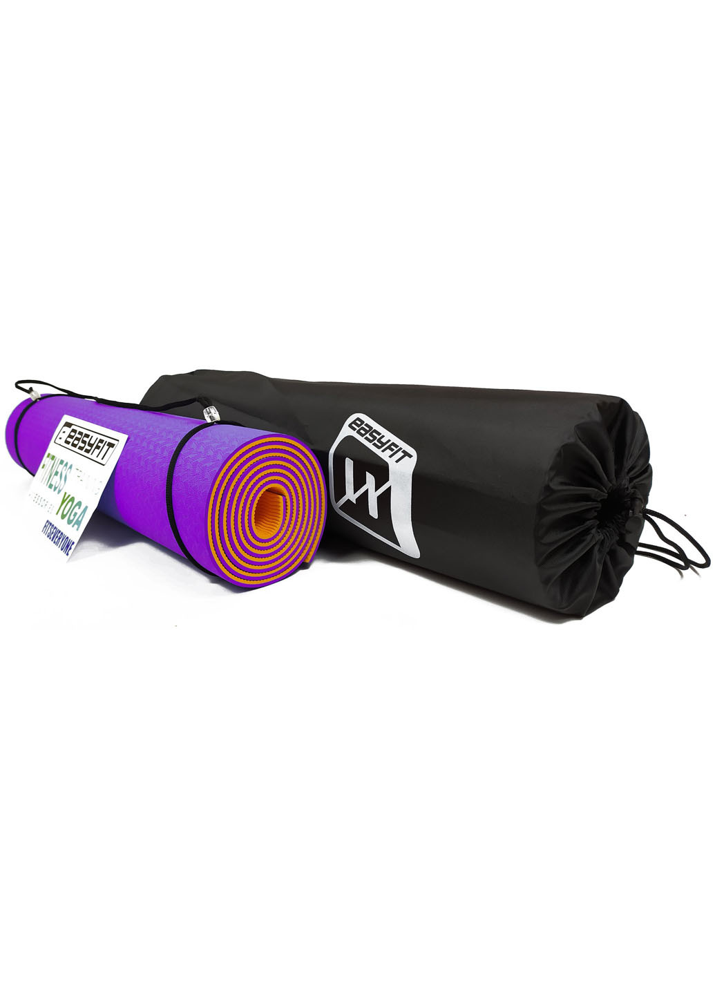 Килимок для йоги TPE + TC ECO-Friendly 6 мм фіолетовий з оранжевим (мат-каремат спортивний, йогамат для фітнесу) EasyFit (237596256)