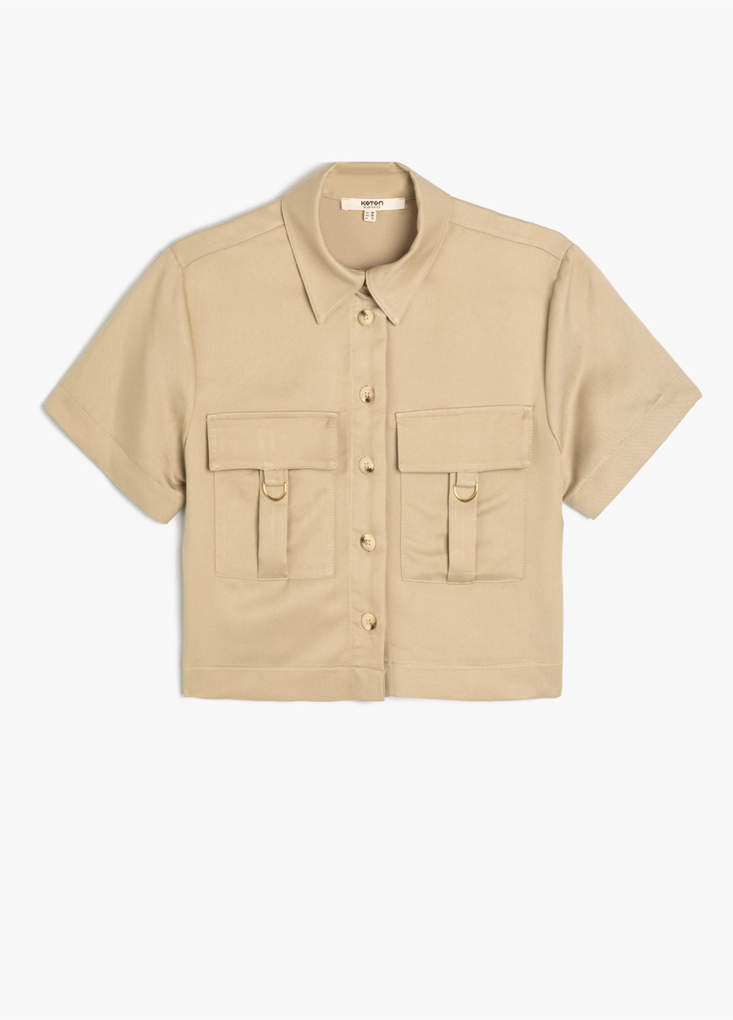 Темно-бежевая кэжуал рубашка однотонная KOTON