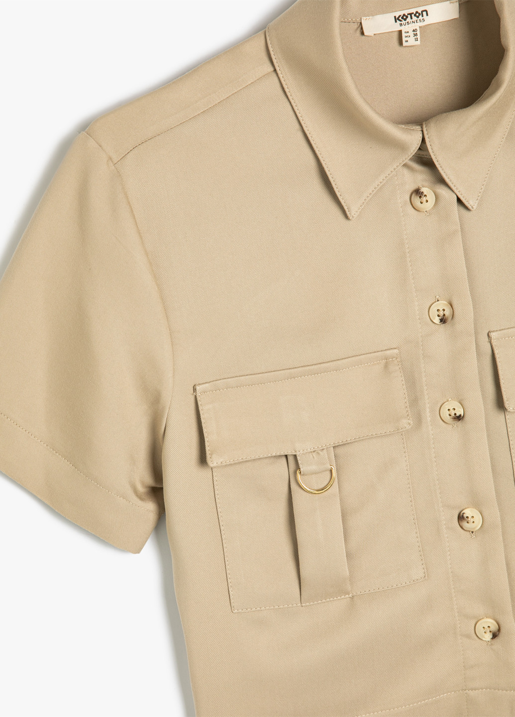 Темно-бежевая кэжуал рубашка однотонная KOTON