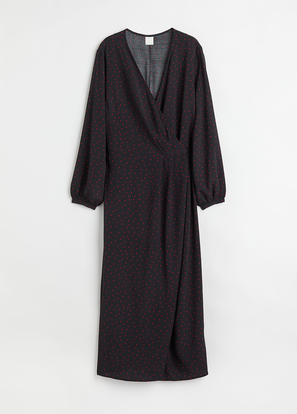 Черное кэжуал платье на запах H&M сердечки