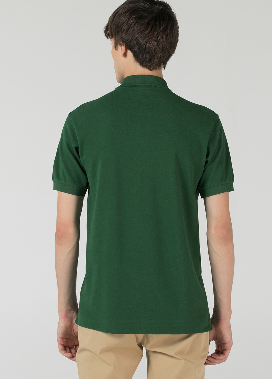 Зеленая футболка-поло для мужчин Lacoste однотонная