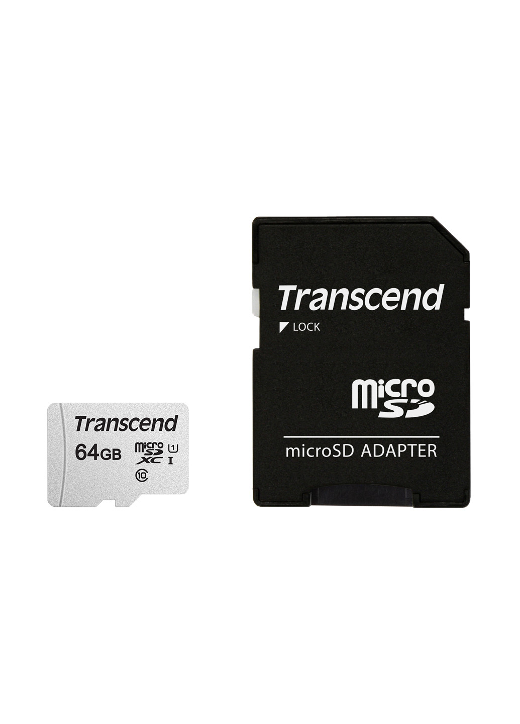 Карта памяти microSDXC 64GB C10 UHS-I (R95/W45MB/s) + SD-adapter (TS64GUSD300S-A) Transcend карта памяти transcend microsdxc 64gb c10 uhs-i (r95/w45mb/s) + sd-adapter (ts64gusd300s-a) (135316898)