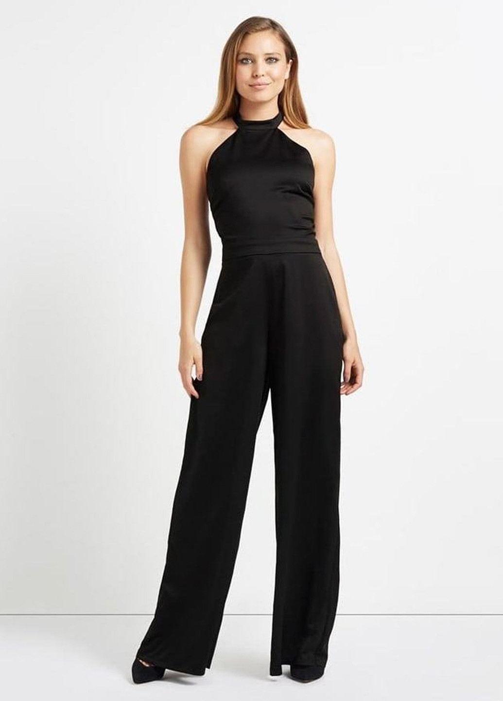 Комбинезон Fashion Union комбинезон-брюки однотонный чёрный кэжуал полиэстер