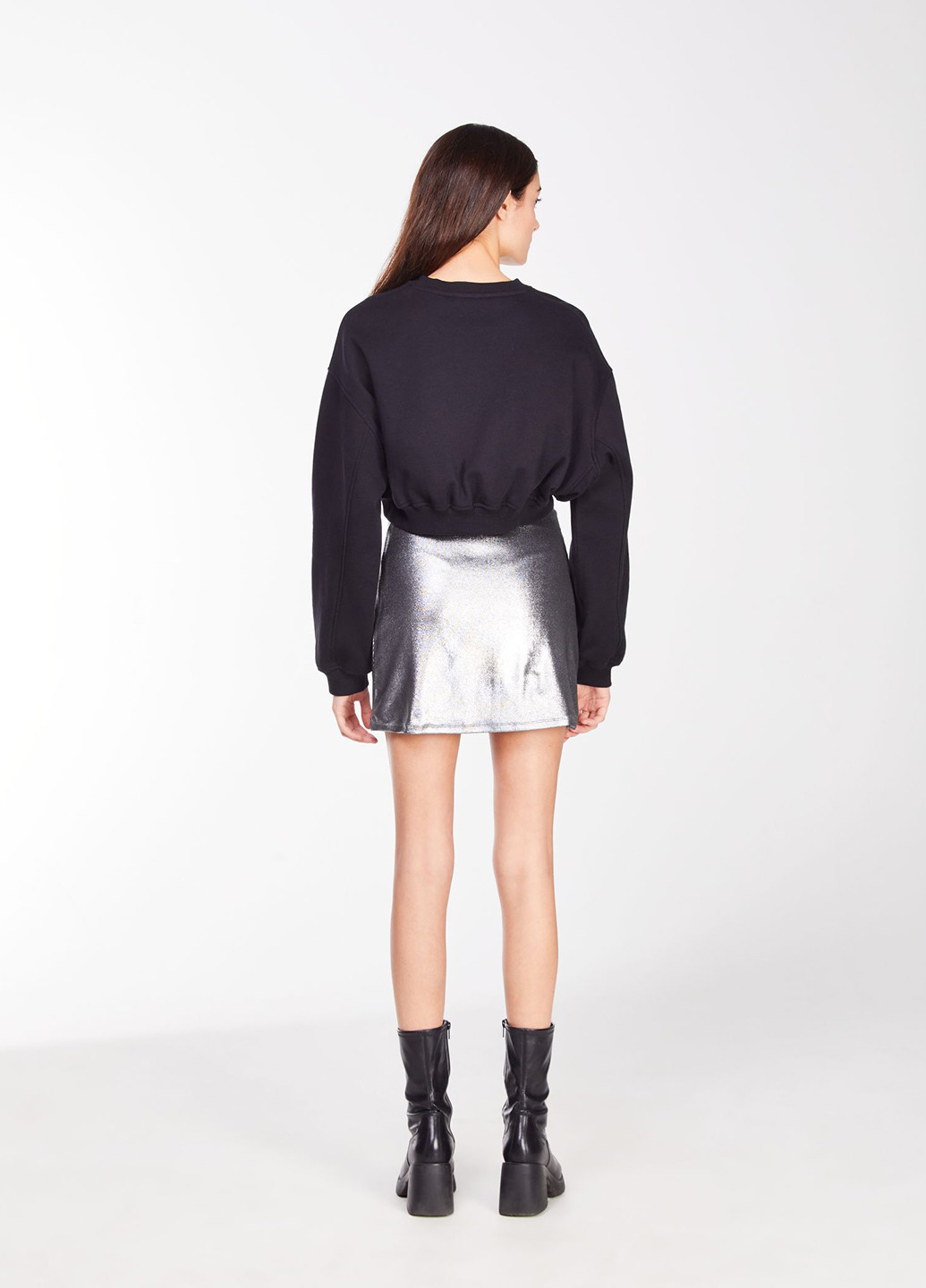 Серебряная кэжуал однотонная юбка Jennyfer а-силуэта (трапеция)