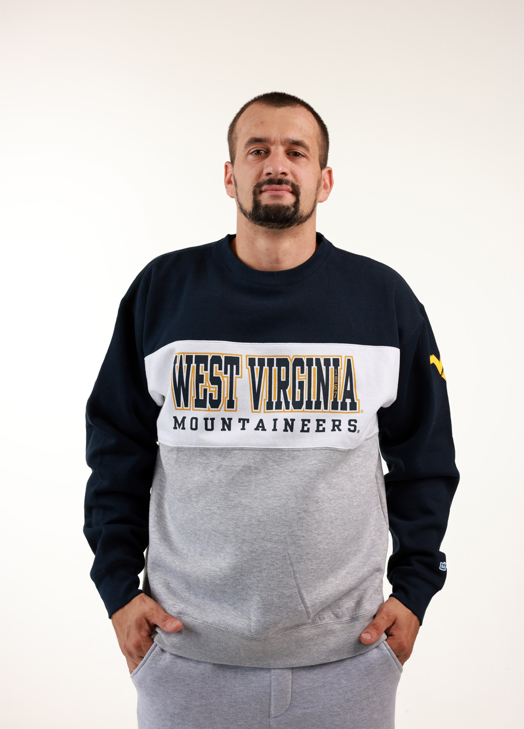 Комбинированный свитшот Blue 84 надпись вышивка (359854770)