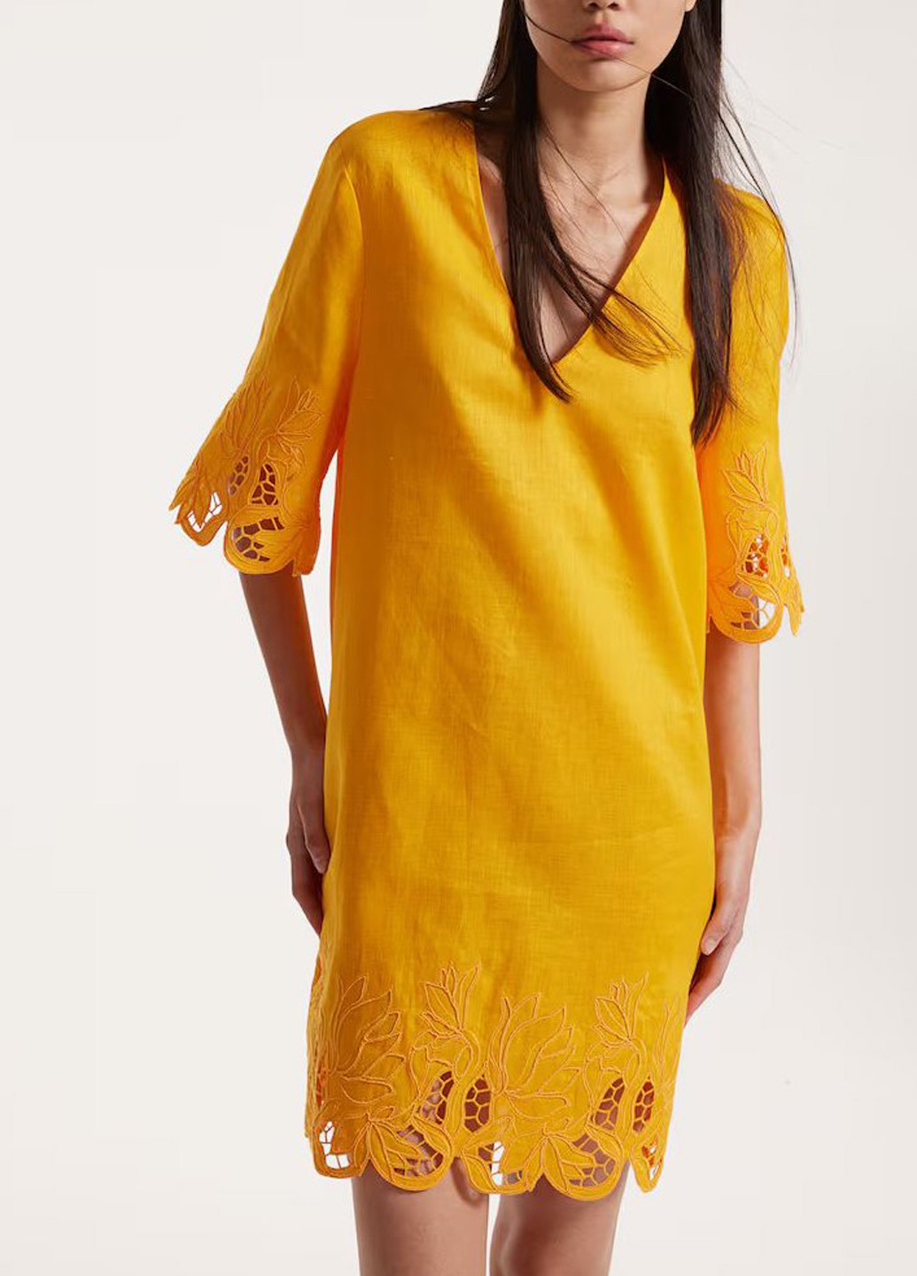 Светло-оранжевое кэжуал платье H&M однотонное