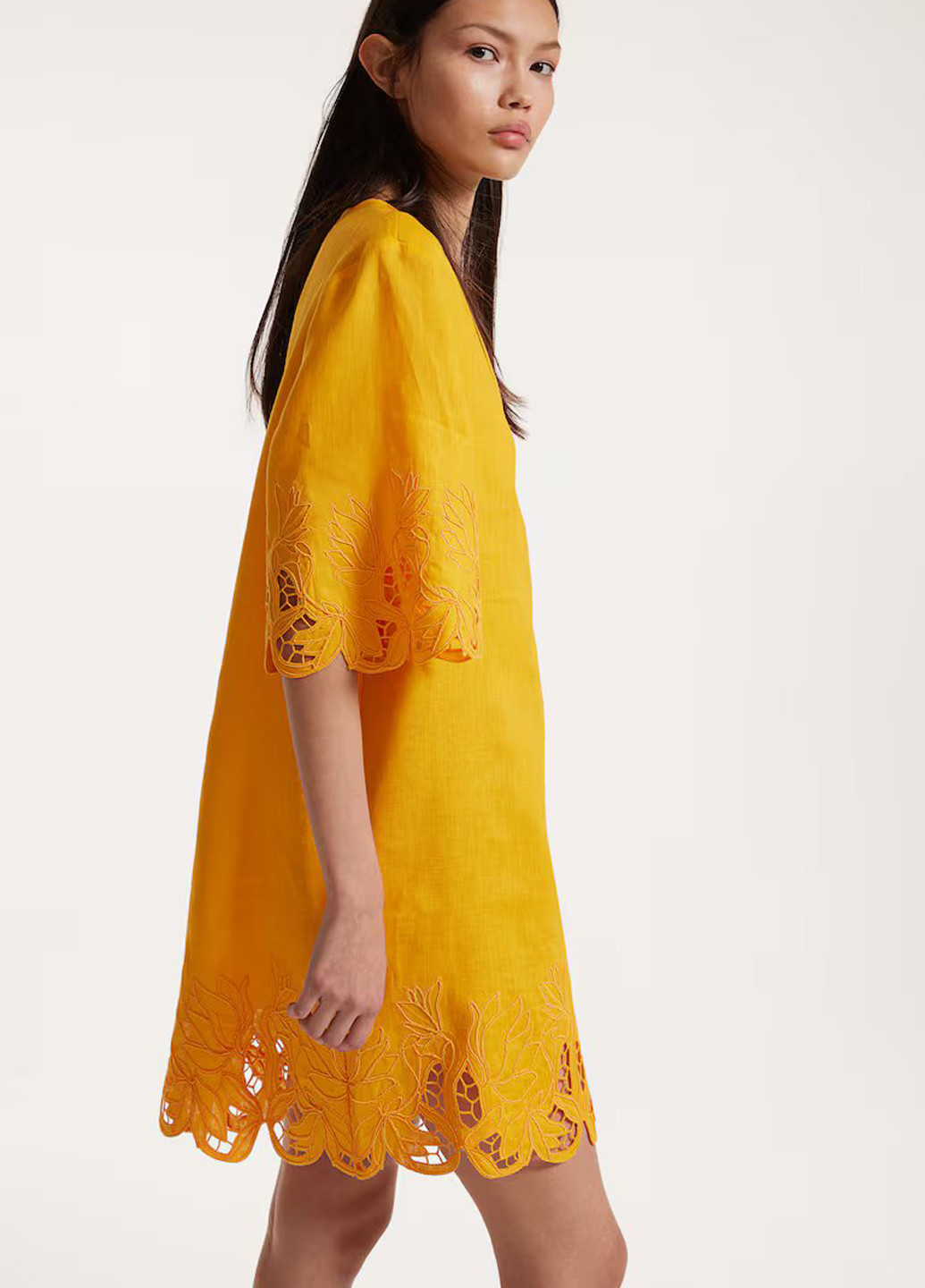 Светло-оранжевое кэжуал платье H&M однотонное