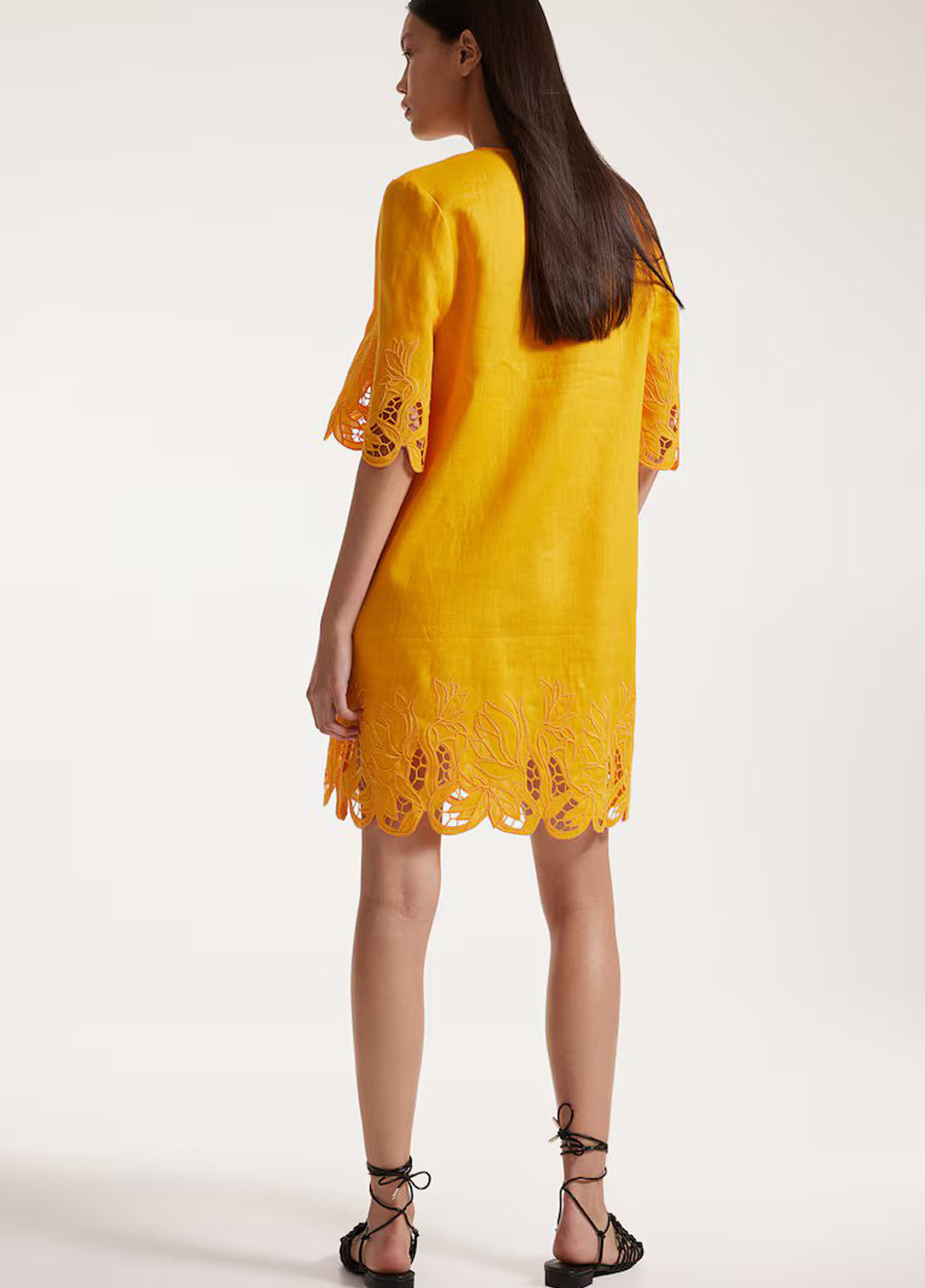 Светло-оранжевое кэжуал платье H&M однотонное