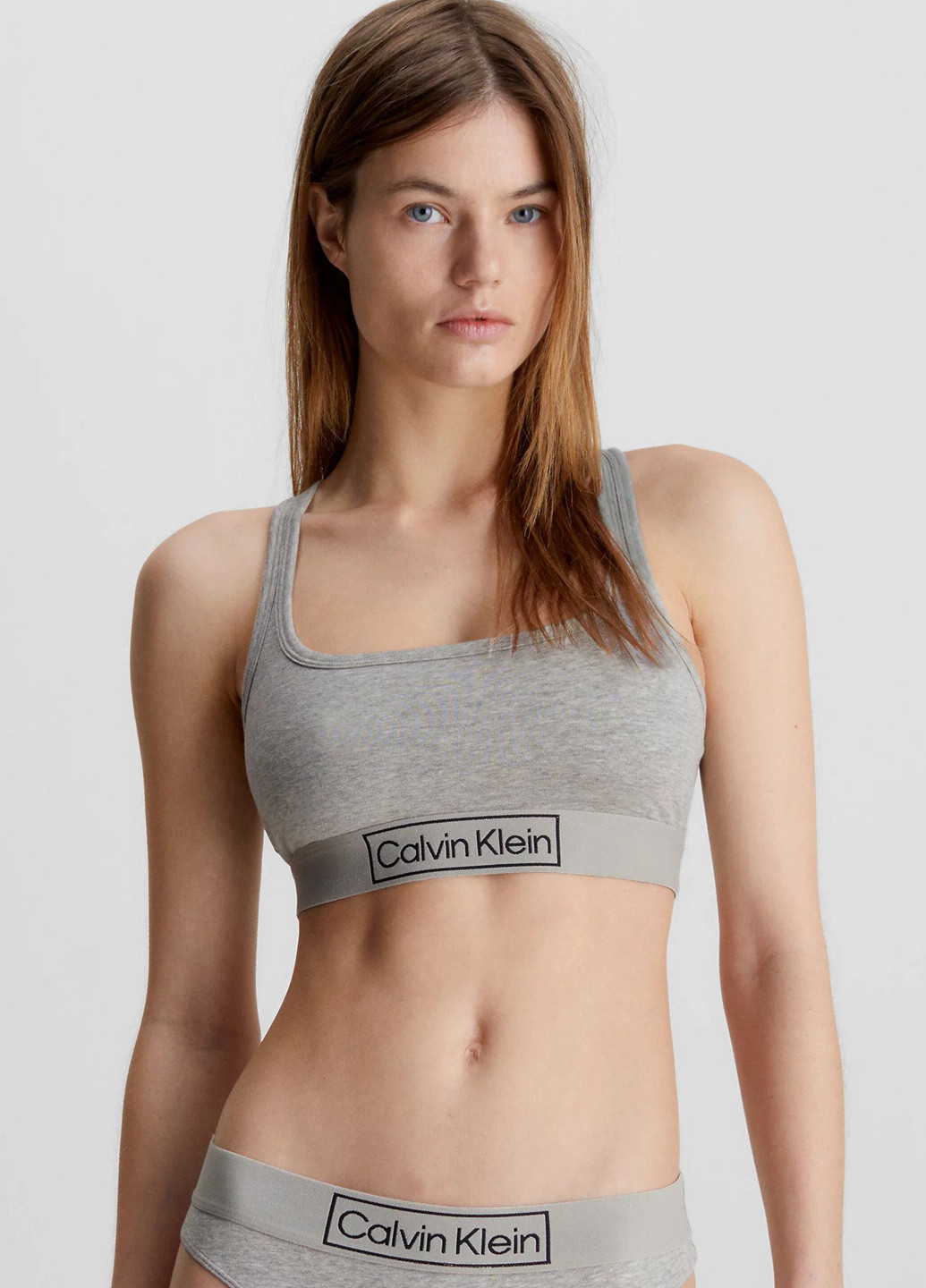 Сірий топ бюстгальтер Calvin Klein без кісточок бавовна