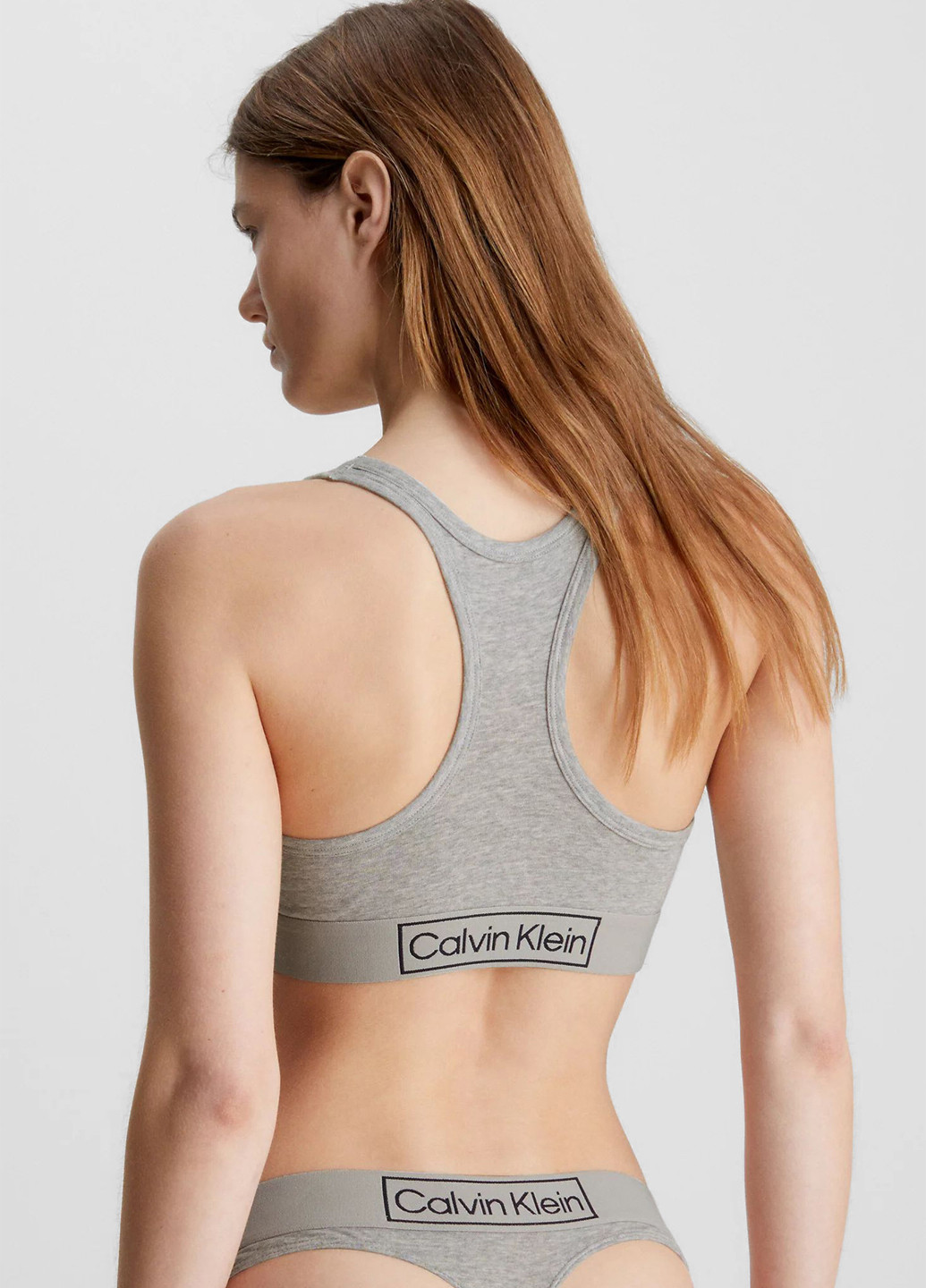 Сірий топ бюстгальтер Calvin Klein без кісточок бавовна