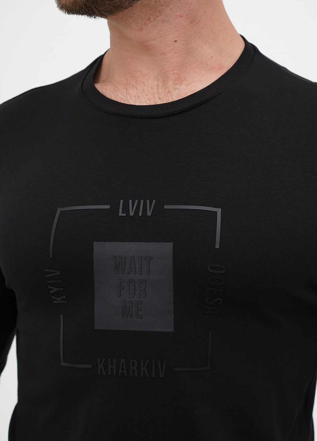 Черный демисезонный кэжуал лонгслив Trend Collection с надписями