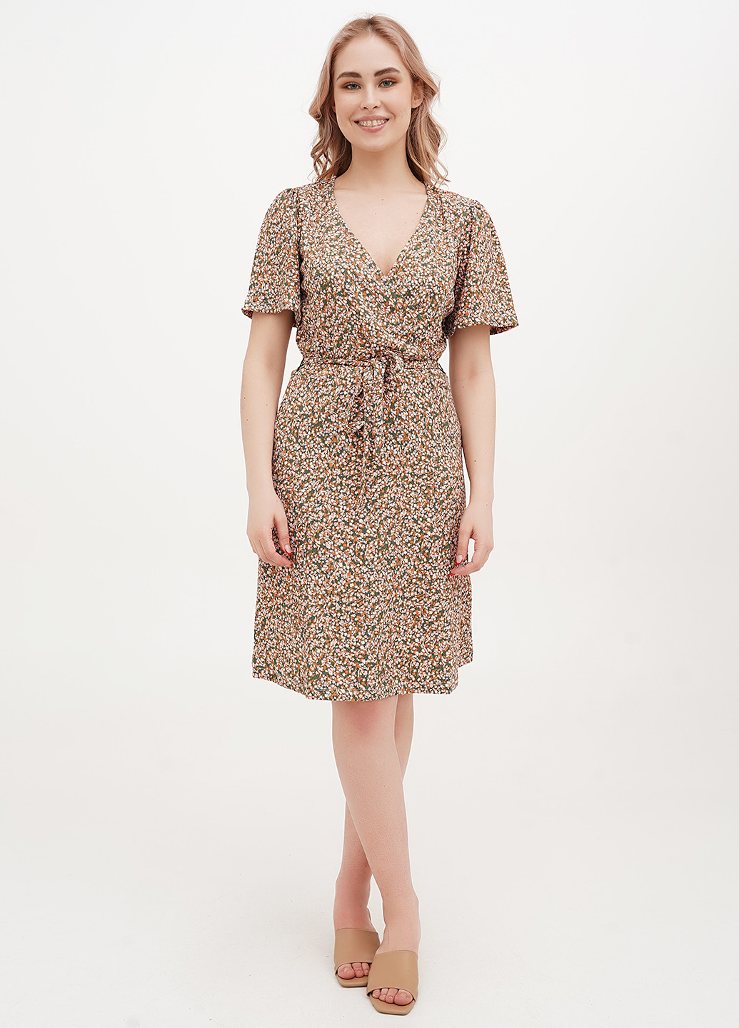 Комбінована кежуал сукня на запах We з квітковим принтом