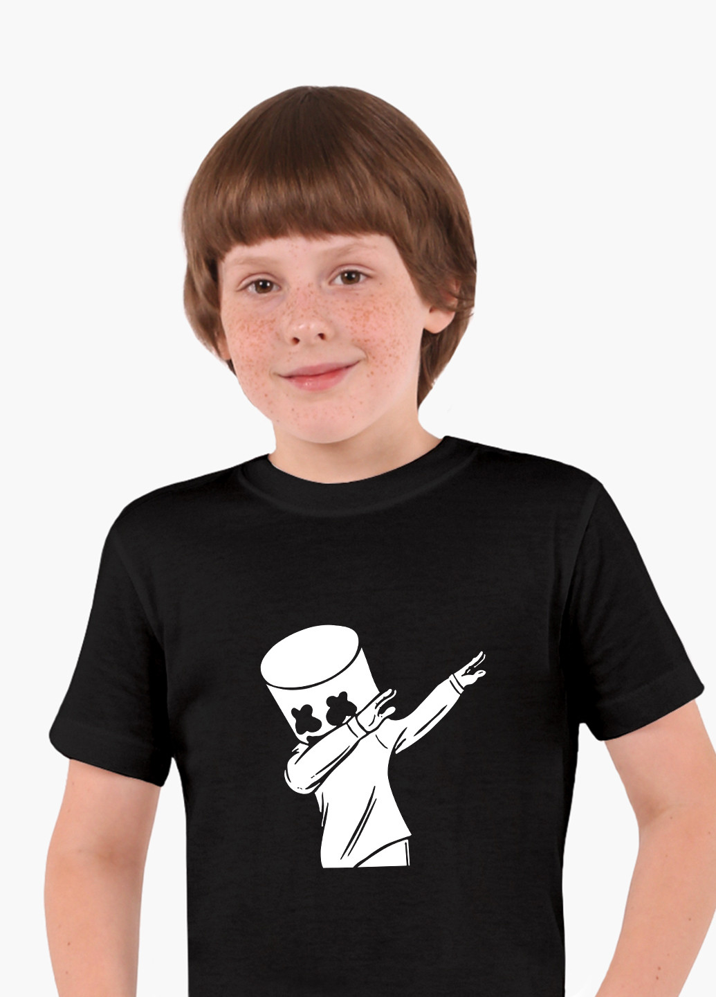 Черная демисезонная футболка детская маршмелло фортнайт (marshmello fortnite)(9224-1330) MobiPrint