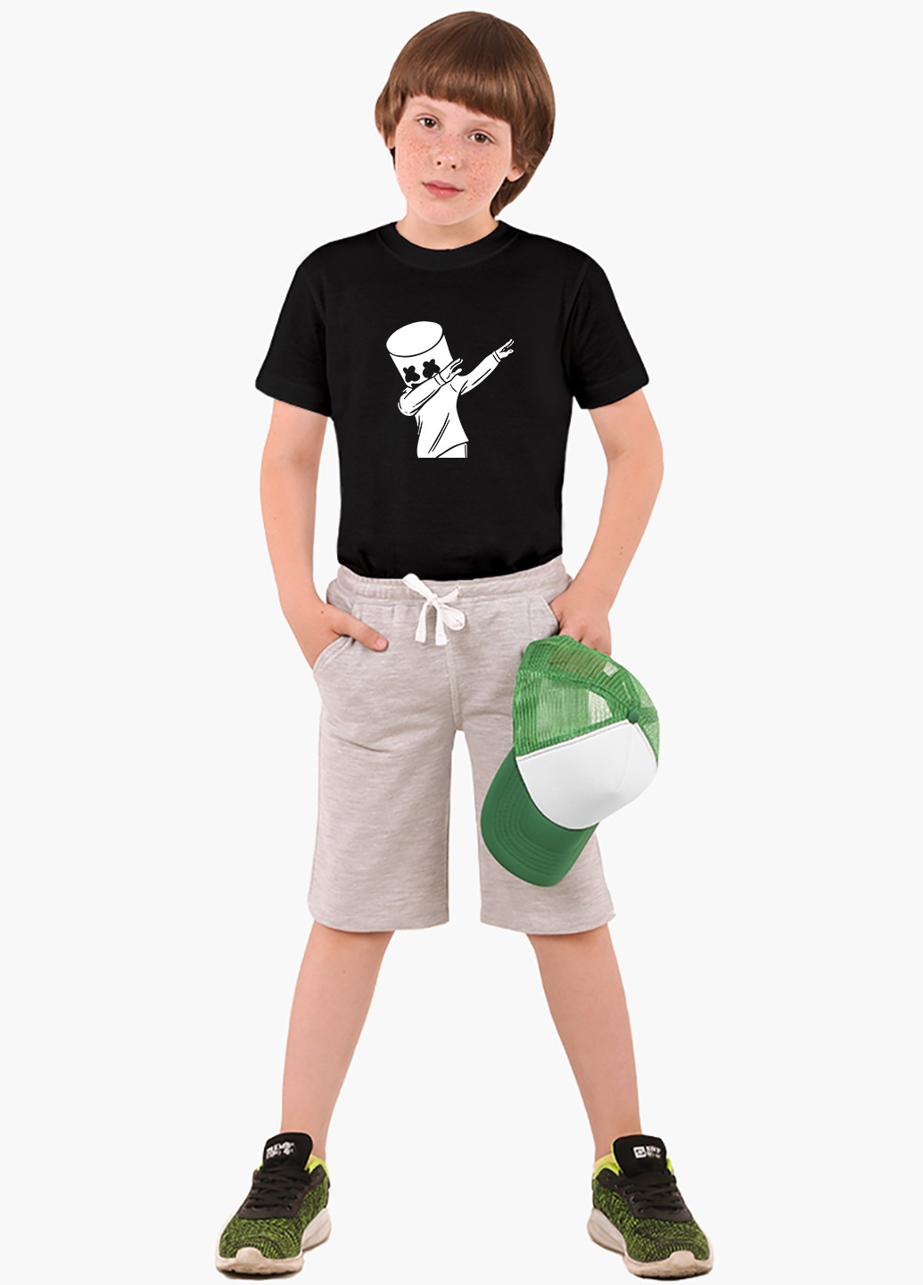 Черная демисезонная футболка детская маршмелло фортнайт (marshmello fortnite)(9224-1330) MobiPrint