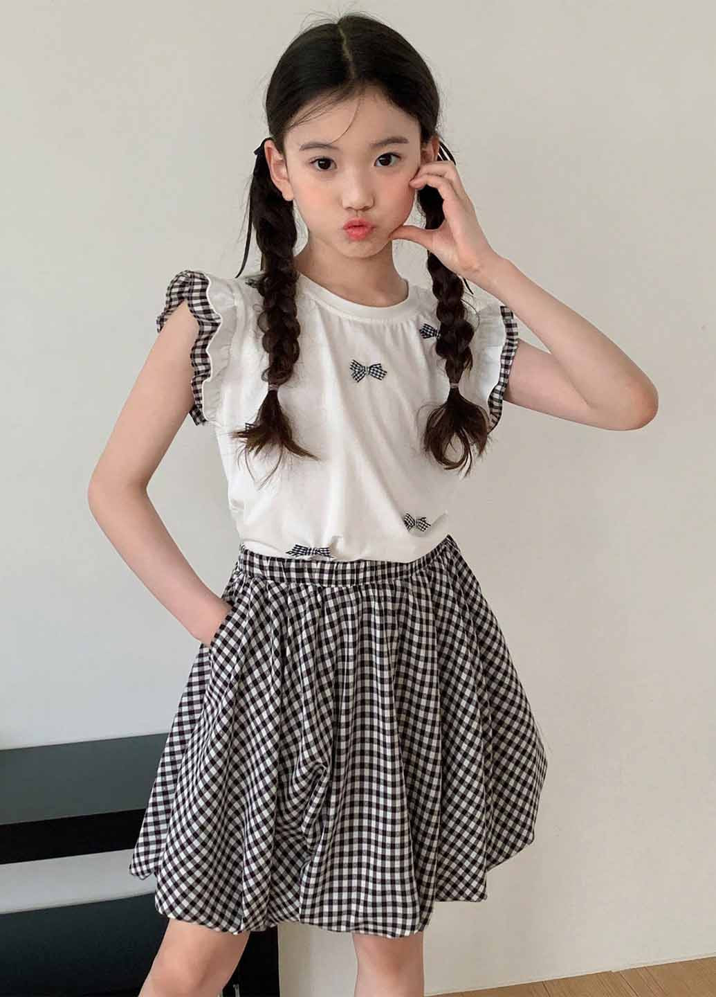 Чорно-білий літній комплект (майка, спідниця) SHEIN